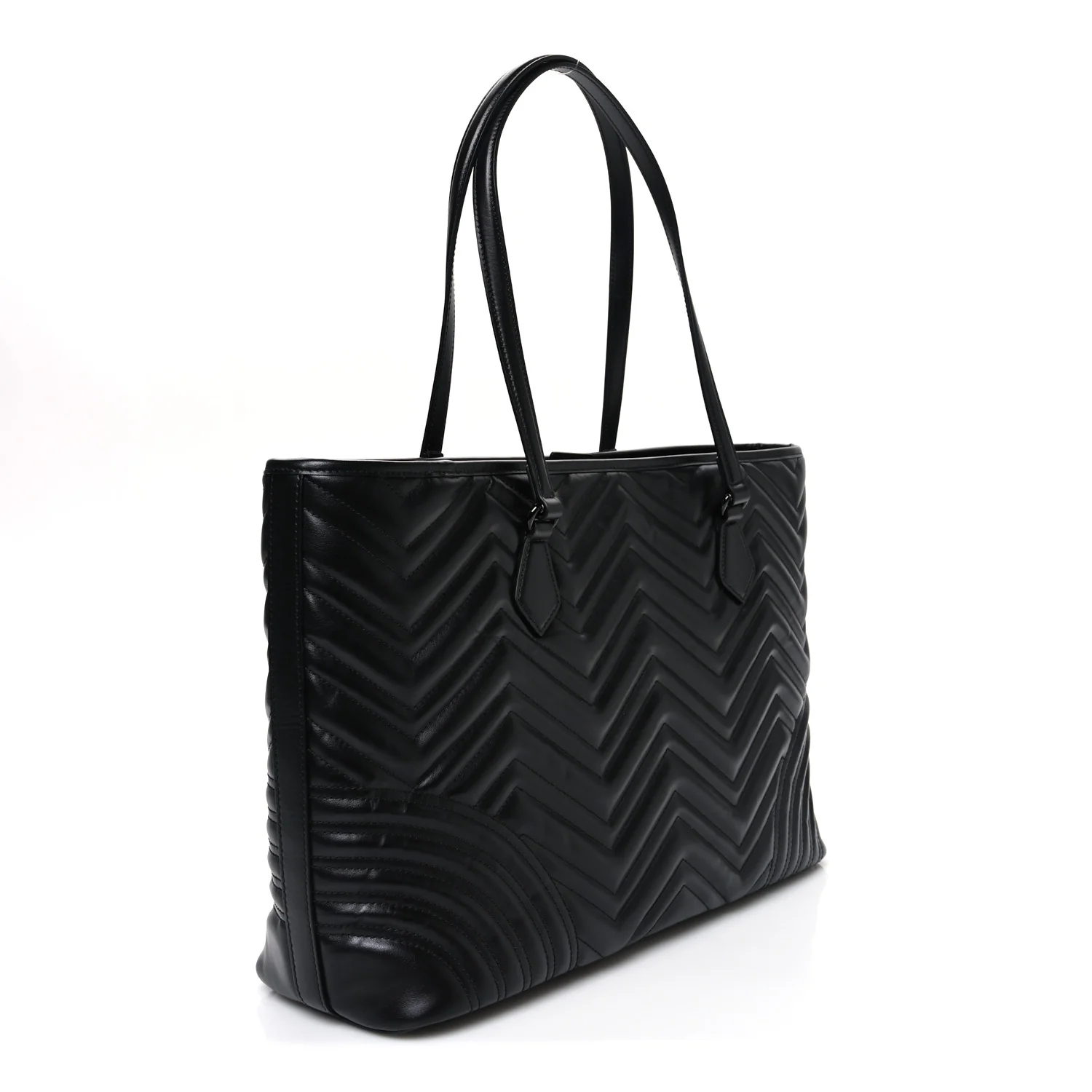 Calfskin Matelasse Monochrome Large GG Marmont Tote Bag Black - Image 3