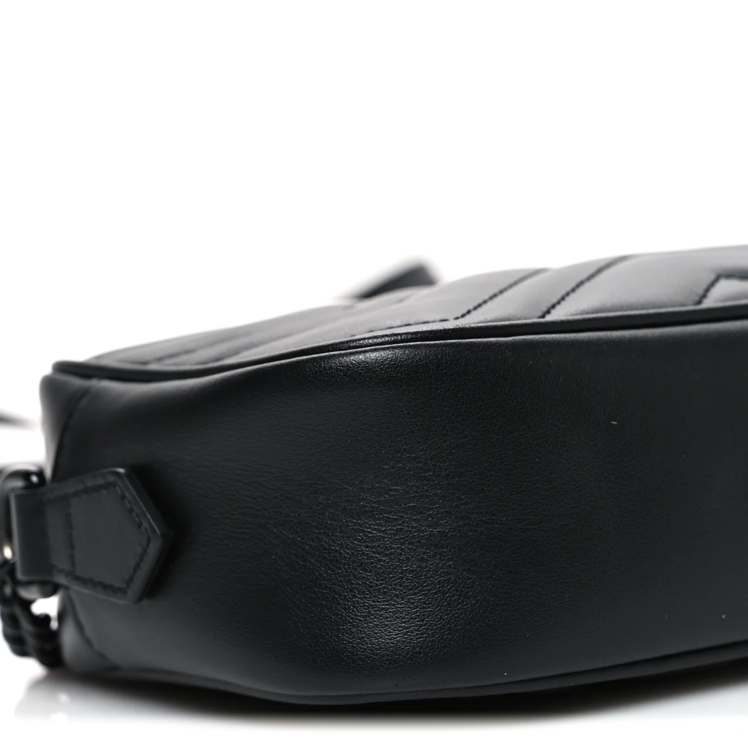 Calfskin Matelasse Monochrome Mini GG Marmont Chain Shoulder Bag Black - Image 9