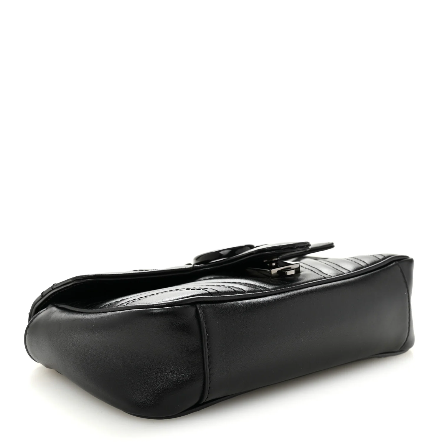 Calfskin Matelasse Monochrome Mini GG Marmont Shoulder Bag Black - Image 4