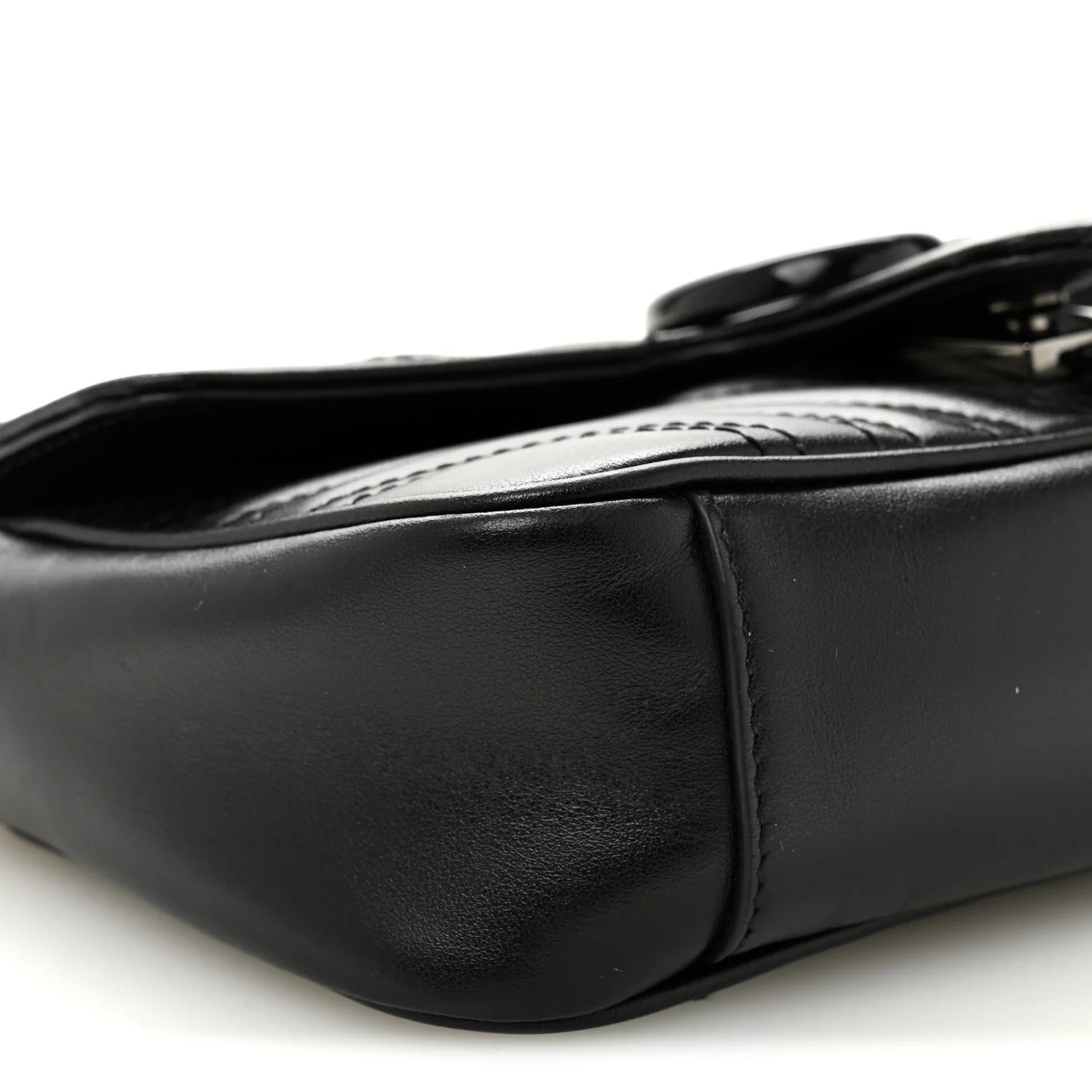 Calfskin Matelasse Monochrome Mini GG Marmont Shoulder Bag Black - Image 9
