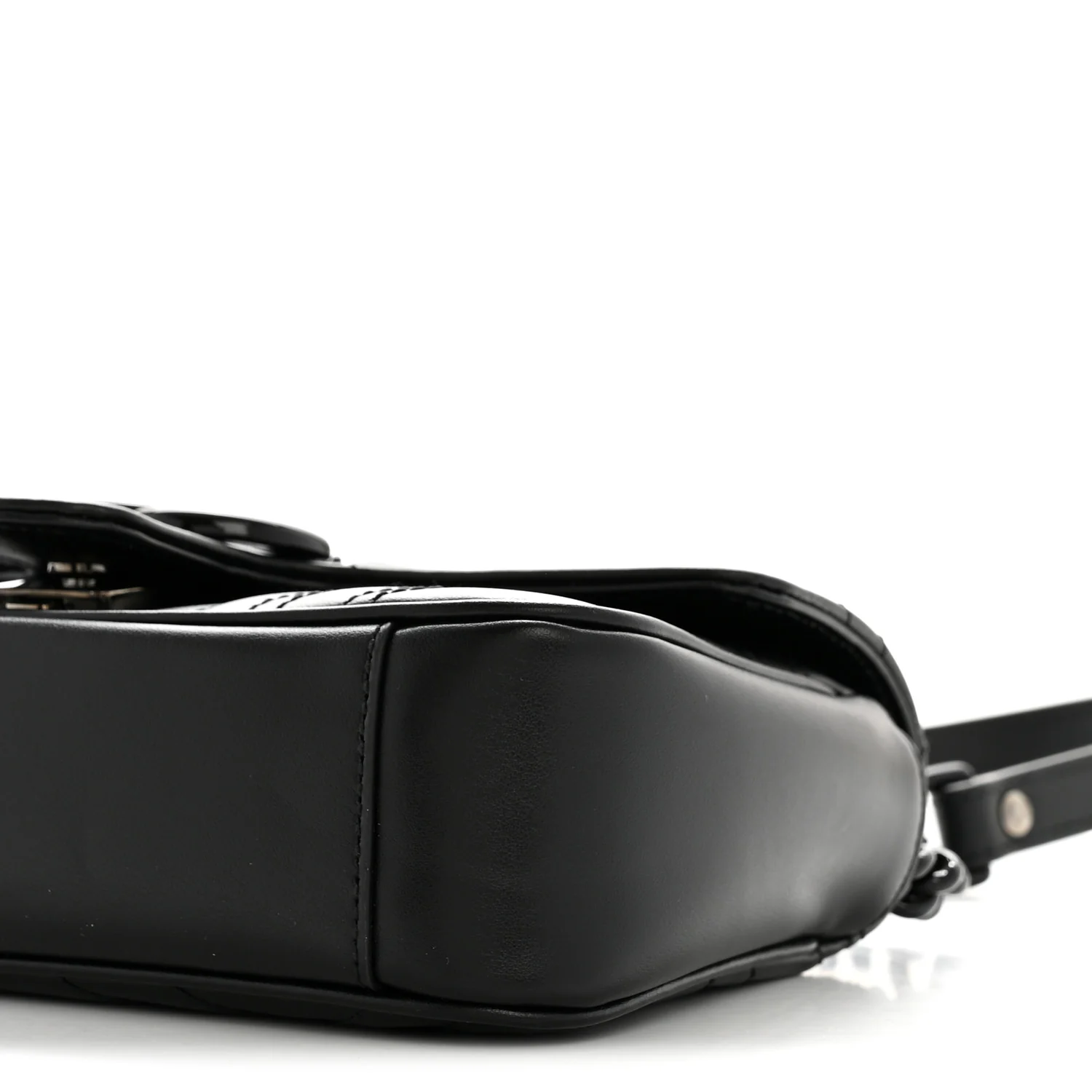 Calfskin Matelasse Monochrome Mini GG Marmont Shoulder Bag Black - Image 10