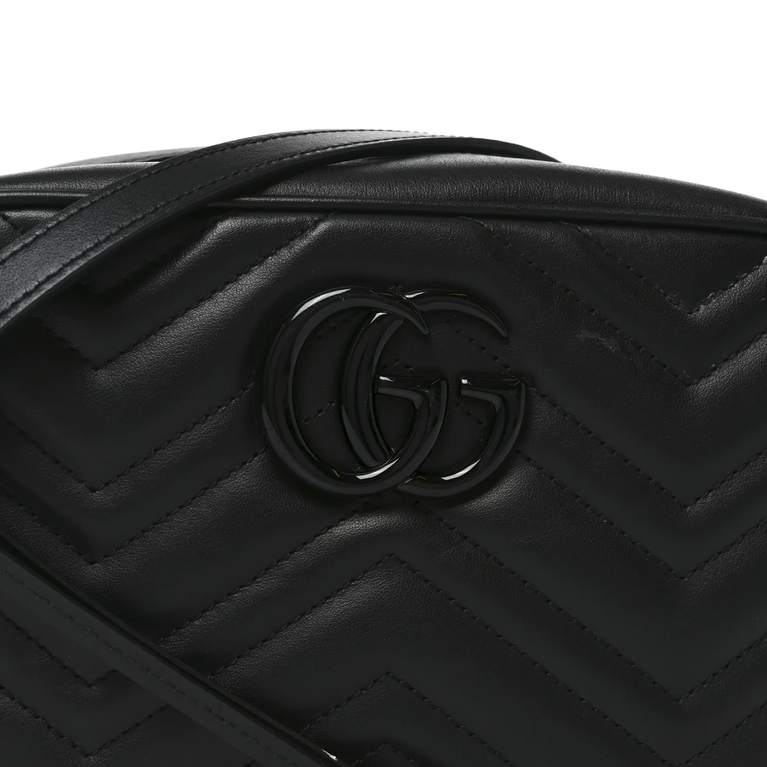 Calfskin Matelasse Monochrome Small GG Marmont Chain Shoulder Bag Black - Image 8