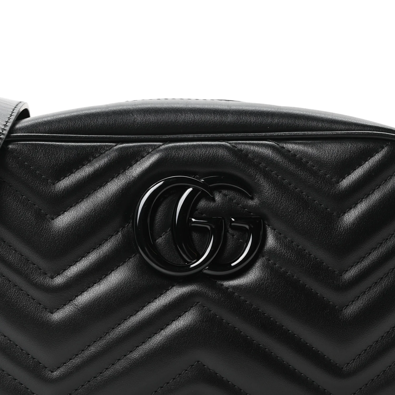 Calfskin Matelasse Monochrome Small GG Marmont Chain Shoulder Bag Black - Image 8
