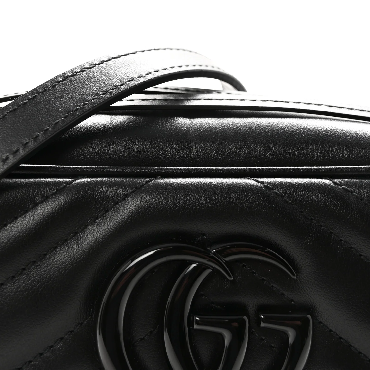 Calfskin Matelasse Monochrome Small GG Marmont Chain Shoulder Bag Black - Image 7