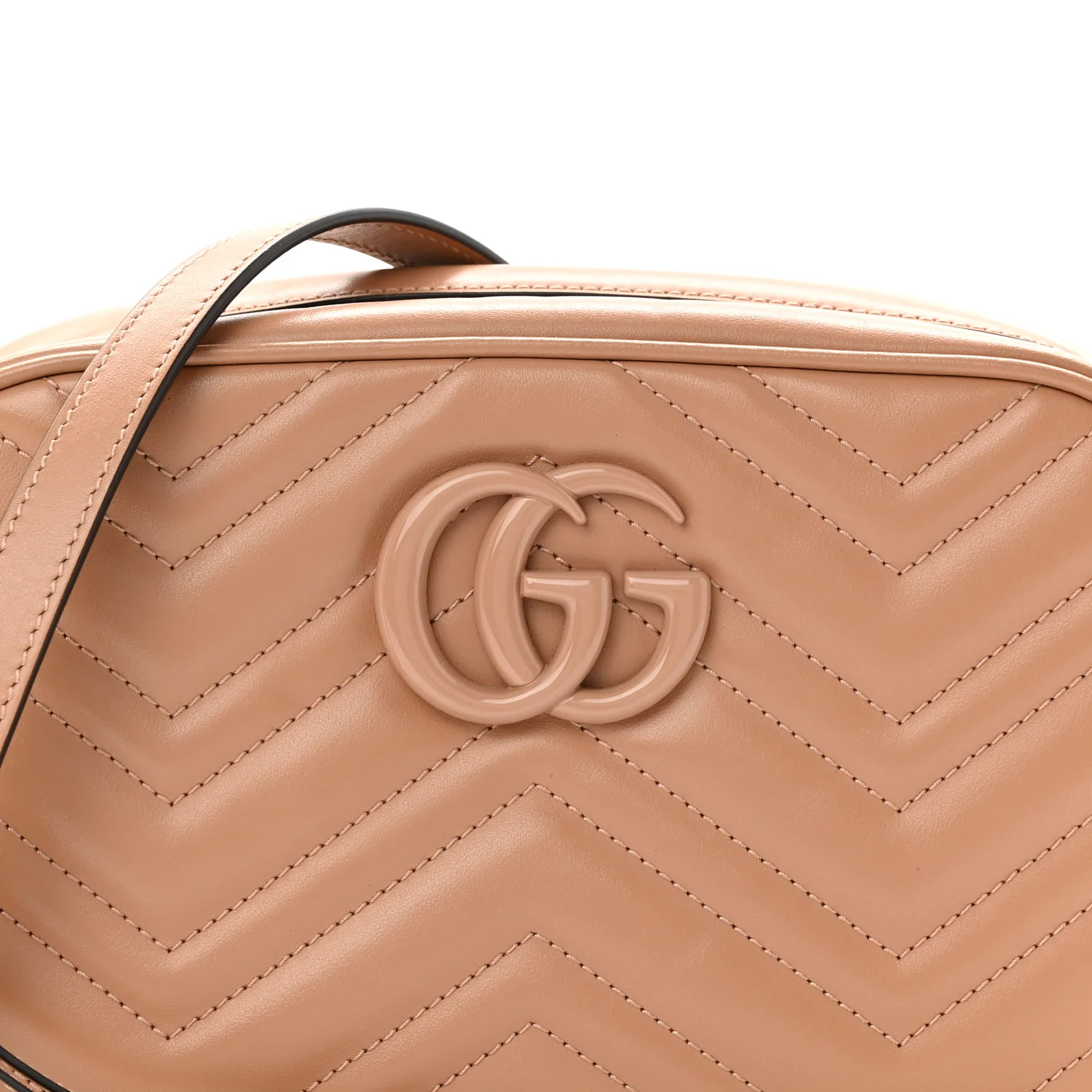 Calfskin Matelasse Monochrome Small GG Marmont Chain Shoulder Bag Camelia - Image 8