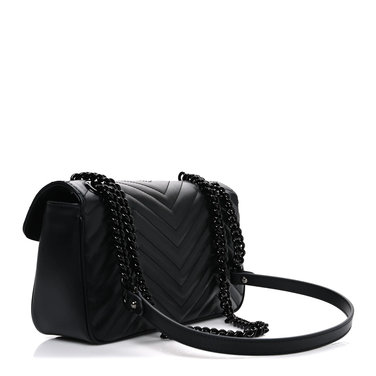Calfskin Matelasse Monochrome Small GG Marmont Shoulder Bag Black - Image 2