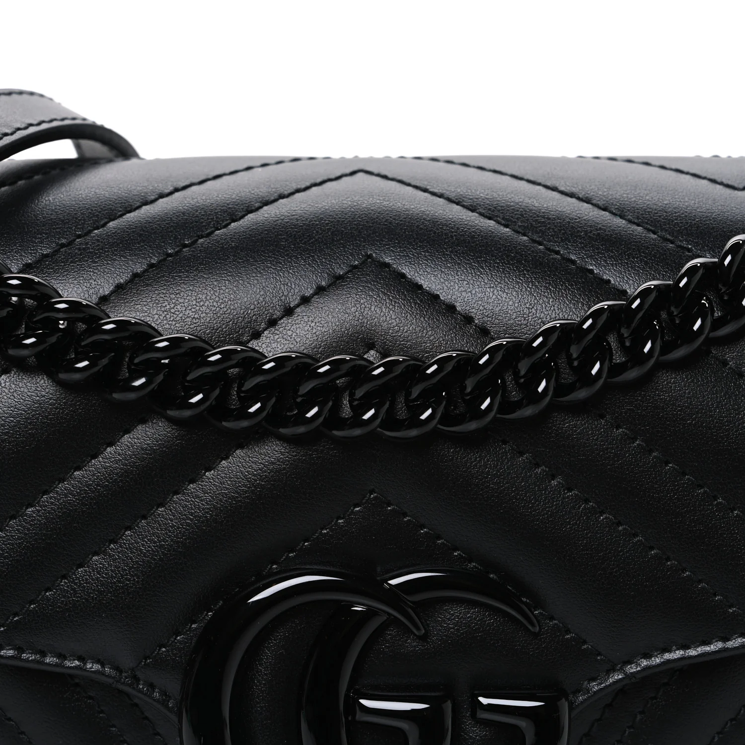 Calfskin Matelasse Monochrome Small GG Marmont Shoulder Bag Black - Image 7
