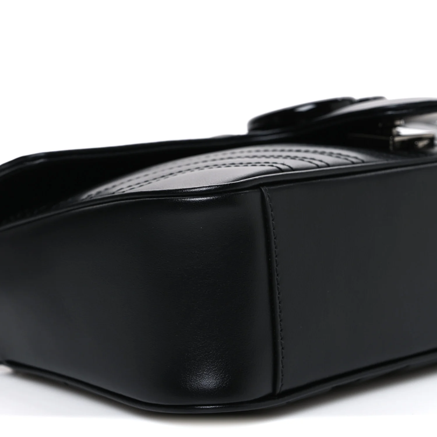 Calfskin Matelasse Monochrome Small GG Marmont Shoulder Bag Black - Image 8