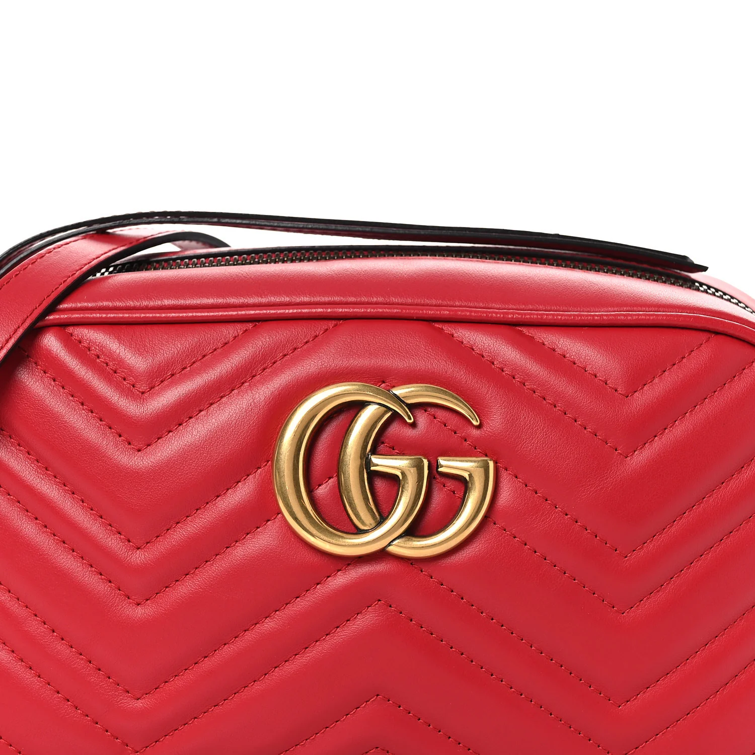 Calfskin Matelasse Small GG Marmont Chain Shoulder Bag Hibiscus Red - Image 8