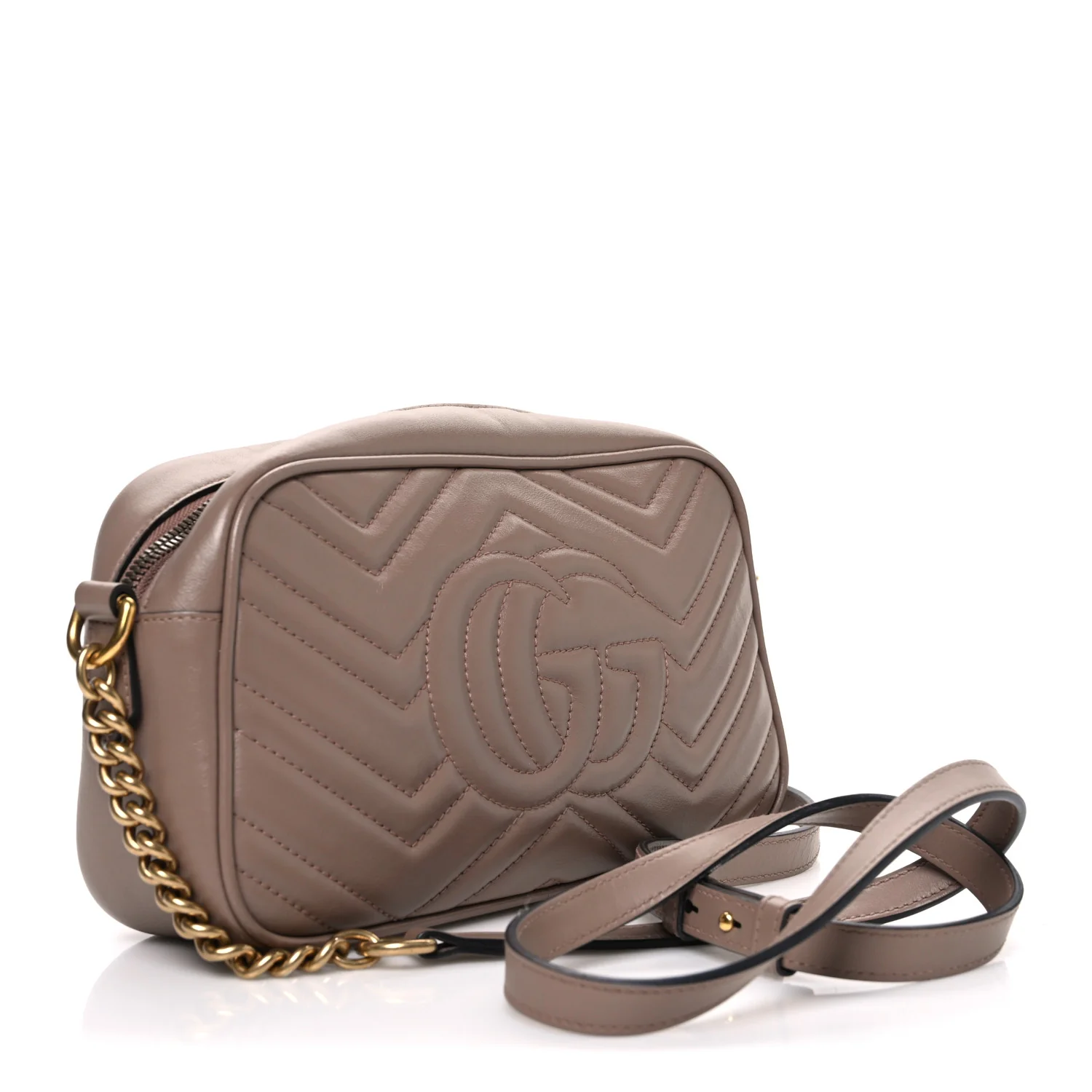 Calfskin Matelasse Small GG Marmont Chain Shoulder Bag Porcelain Rose - Image 2