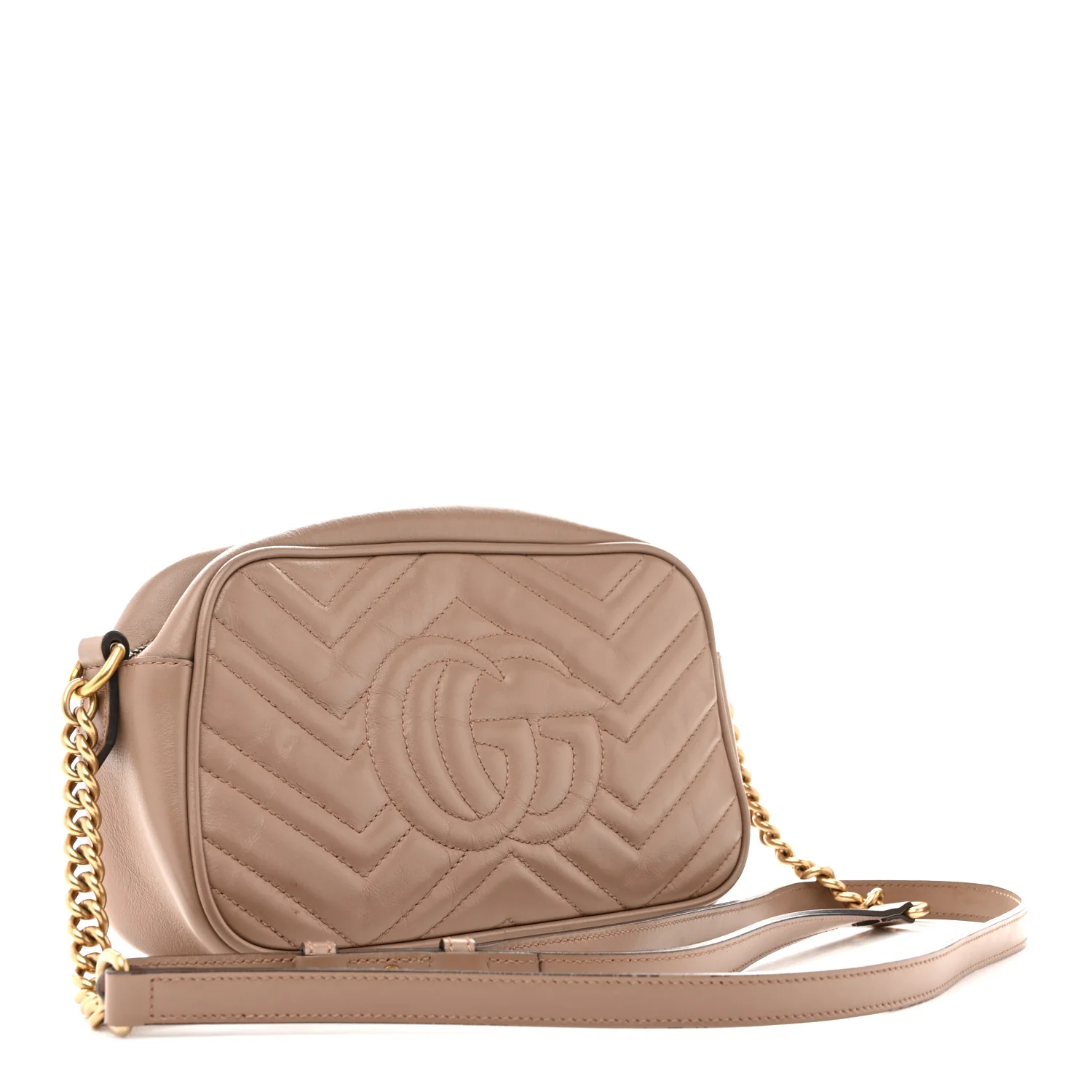 Calfskin Matelasse Small GG Marmont Chain Shoulder Bag Porcelain Rose - Image 3