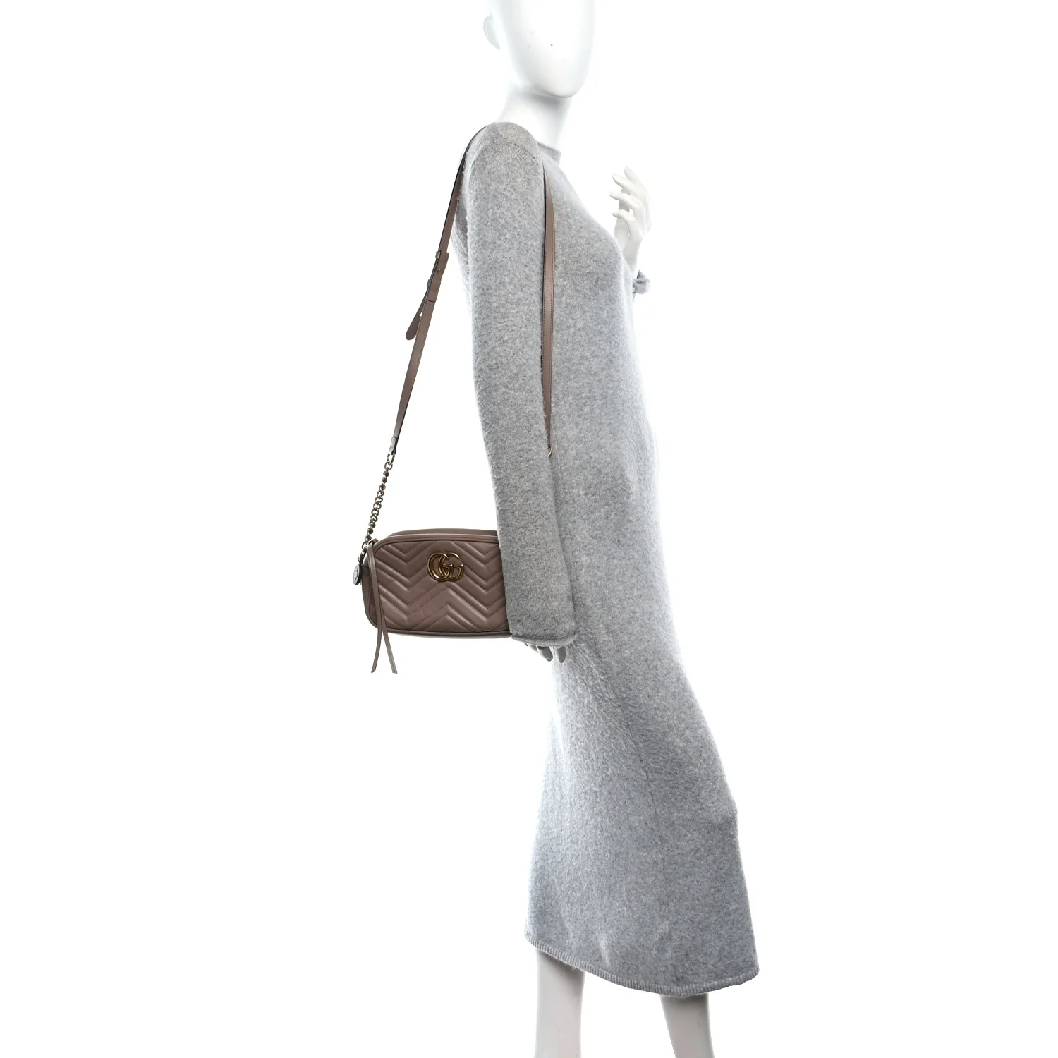 Calfskin Matelasse Small GG Marmont Chain Shoulder Bag Porcelain Rose - Image 2