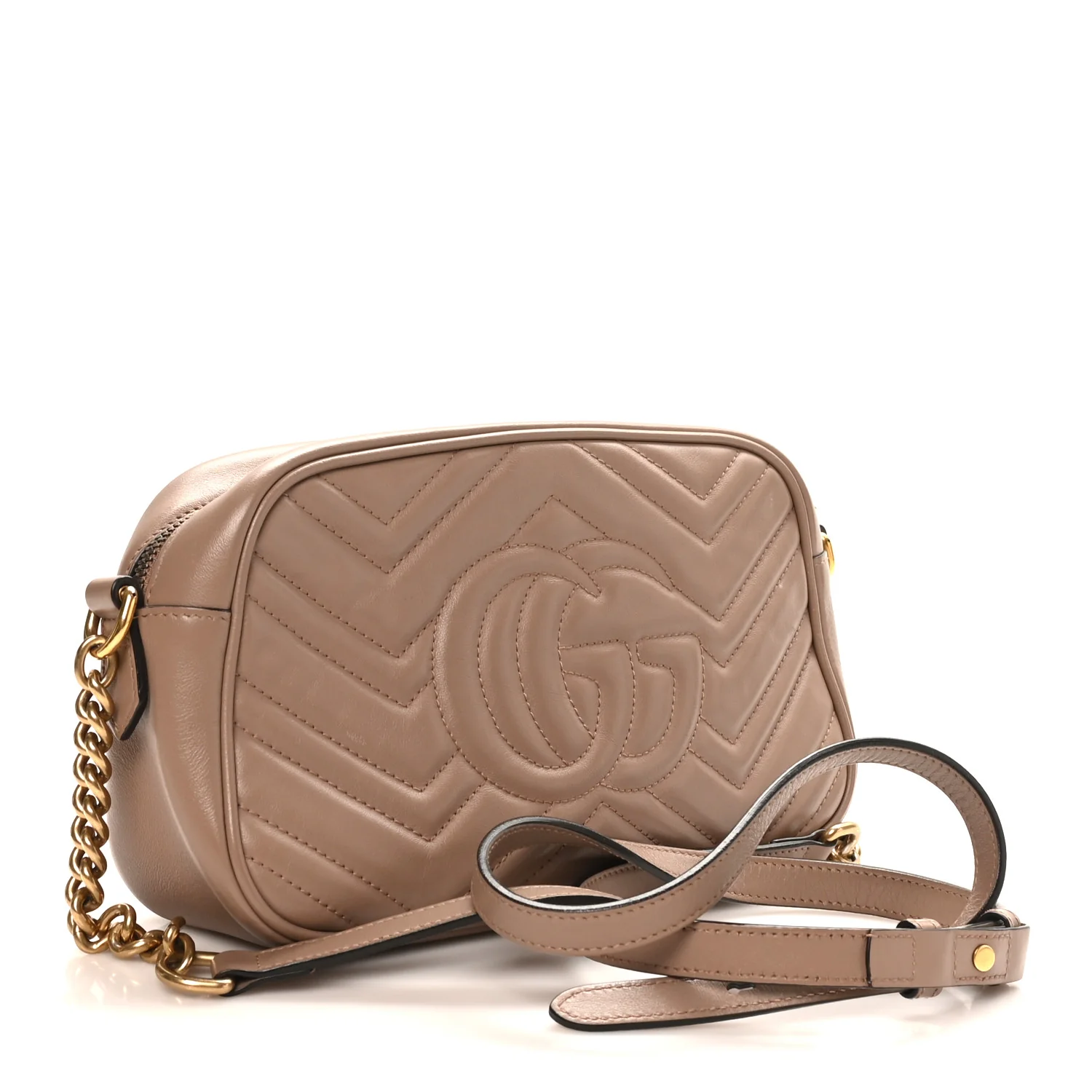 Calfskin Matelasse Small GG Marmont Chain Shoulder Bag Porcelain Rose - Image 3