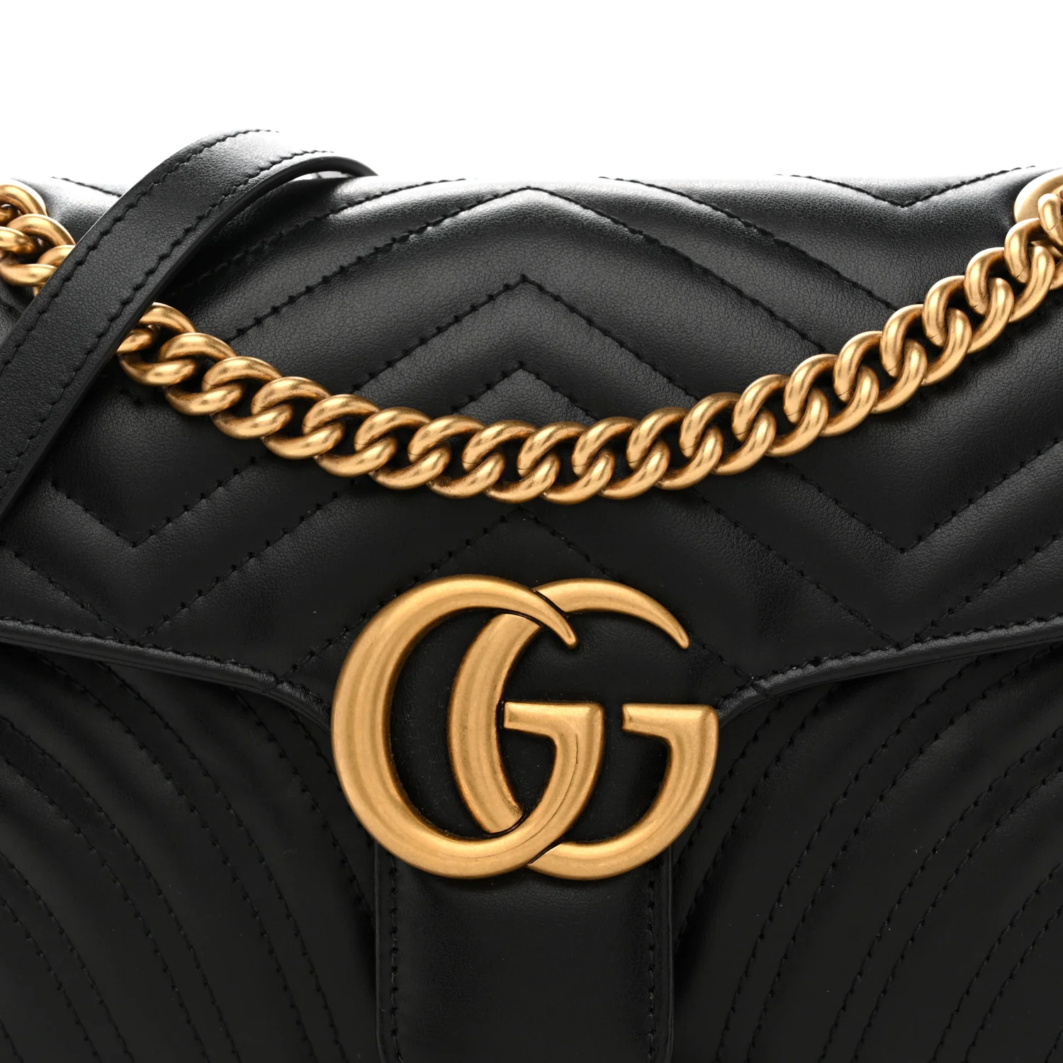 Calfskin Matelasse Small GG Marmont Shoulder Bag Black - Image 8