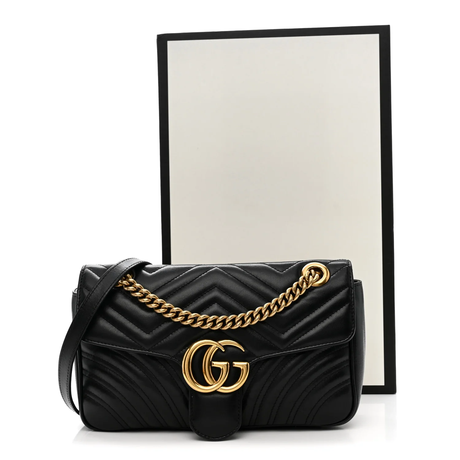 Calfskin Matelasse Small GG Marmont Shoulder Bag Black - Image 12