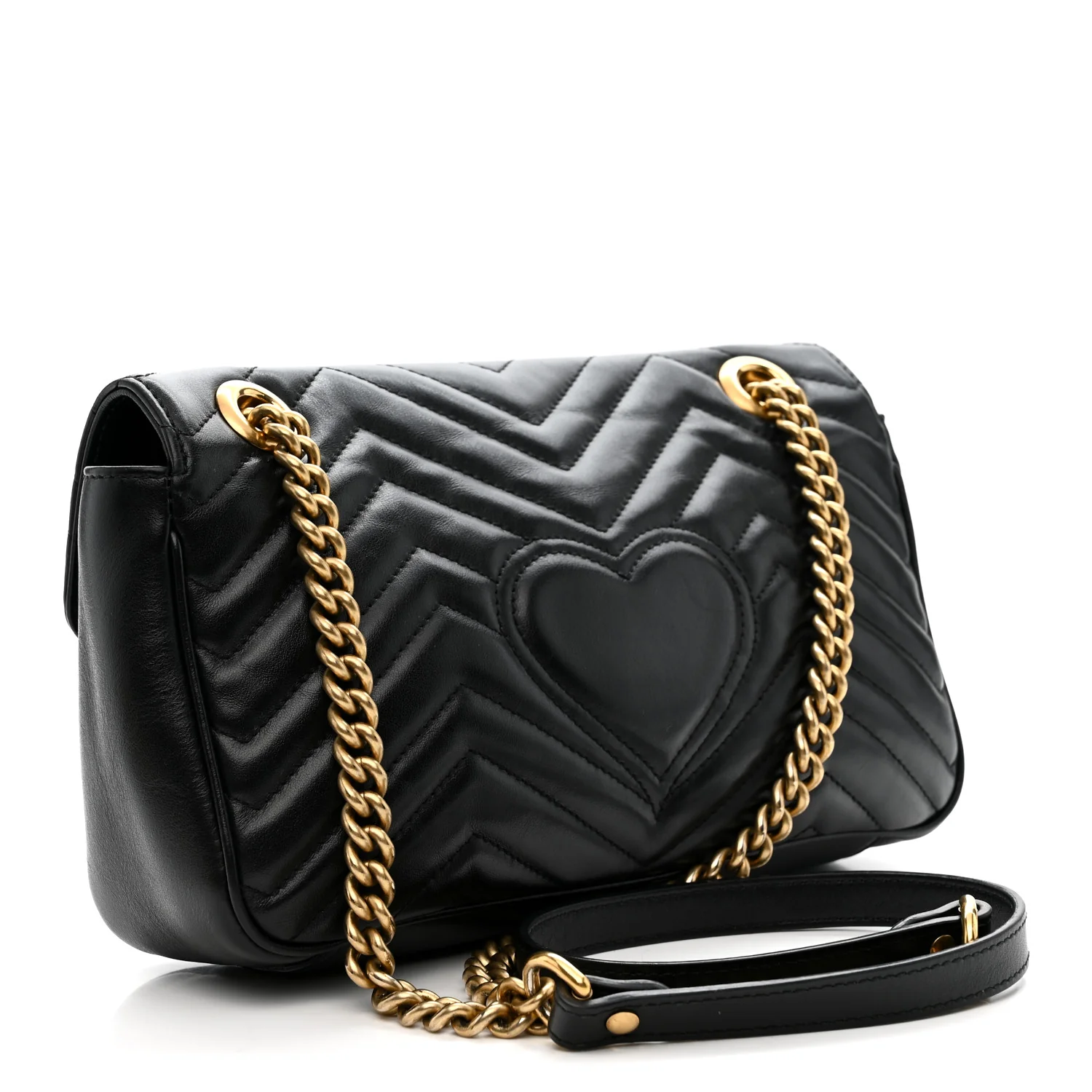 Calfskin Matelasse Small GG Marmont Shoulder Bag Black - Image 3
