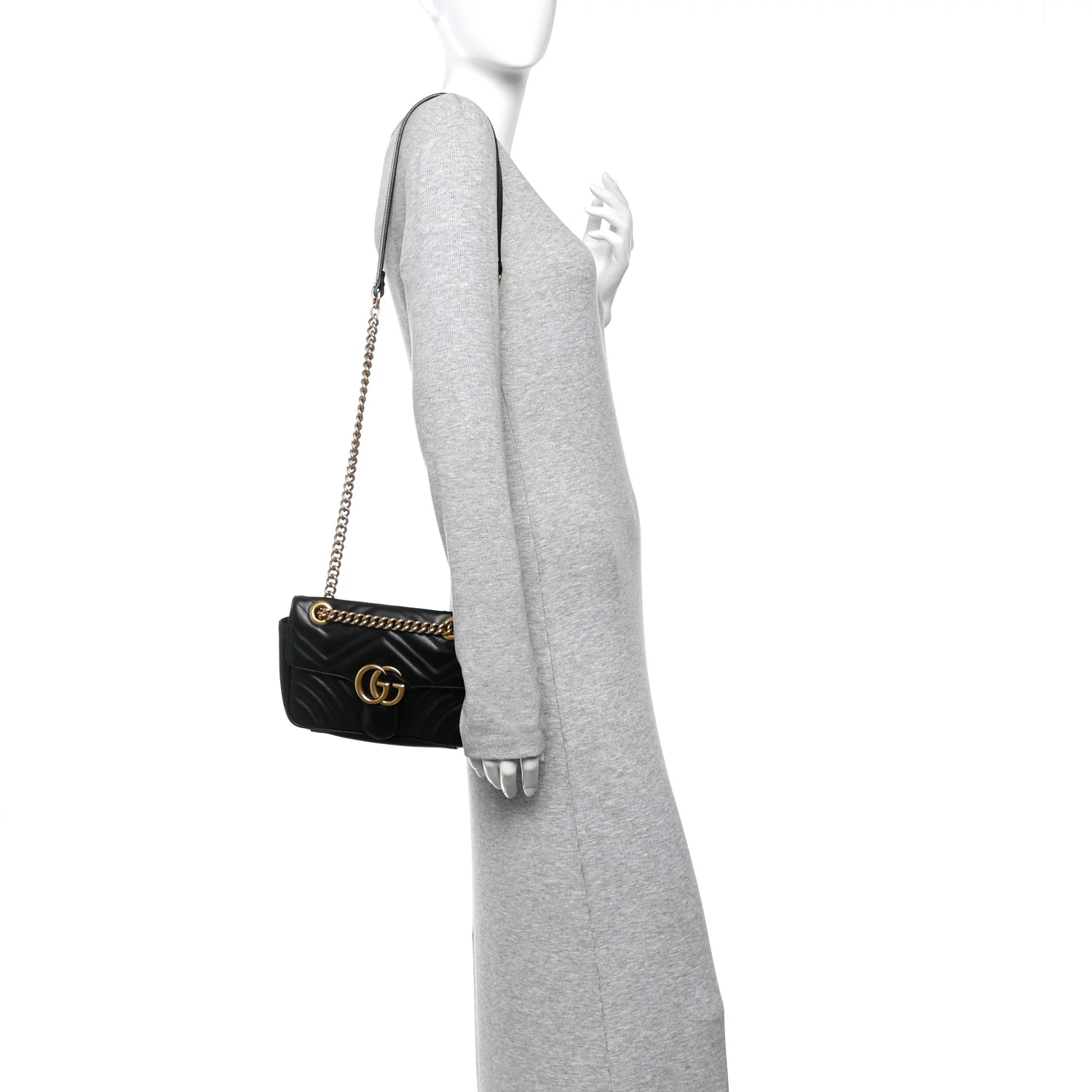 Calfskin Matelasse Small GG Marmont Shoulder Bag Black - Image 2