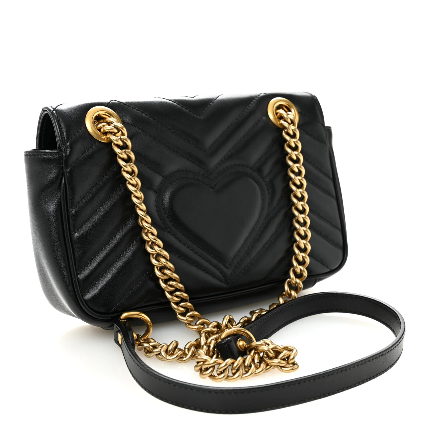 Calfskin Matelasse Small GG Marmont Shoulder Bag Black - Image 3