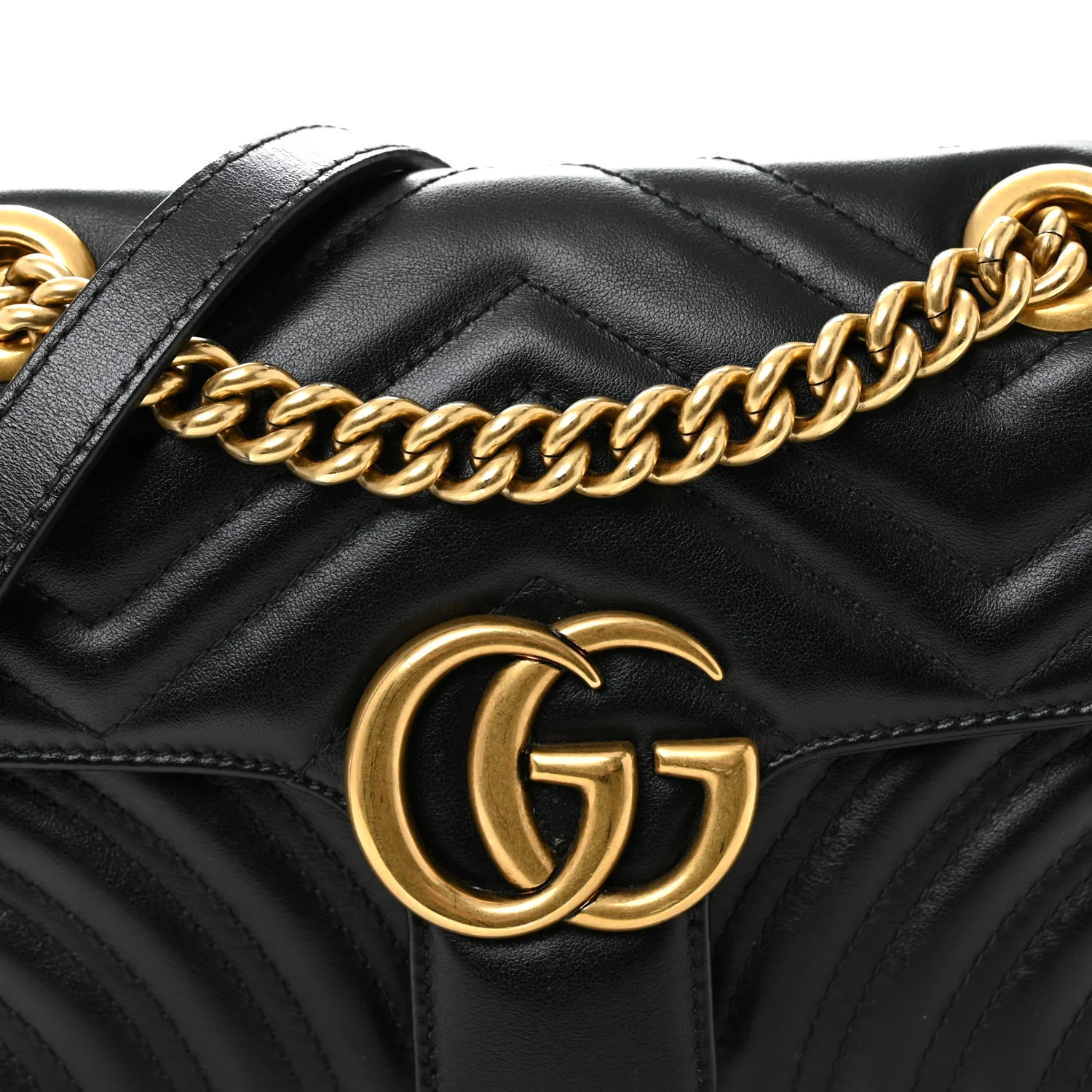 Calfskin Matelasse Small GG Marmont Shoulder Bag Black - Image 8