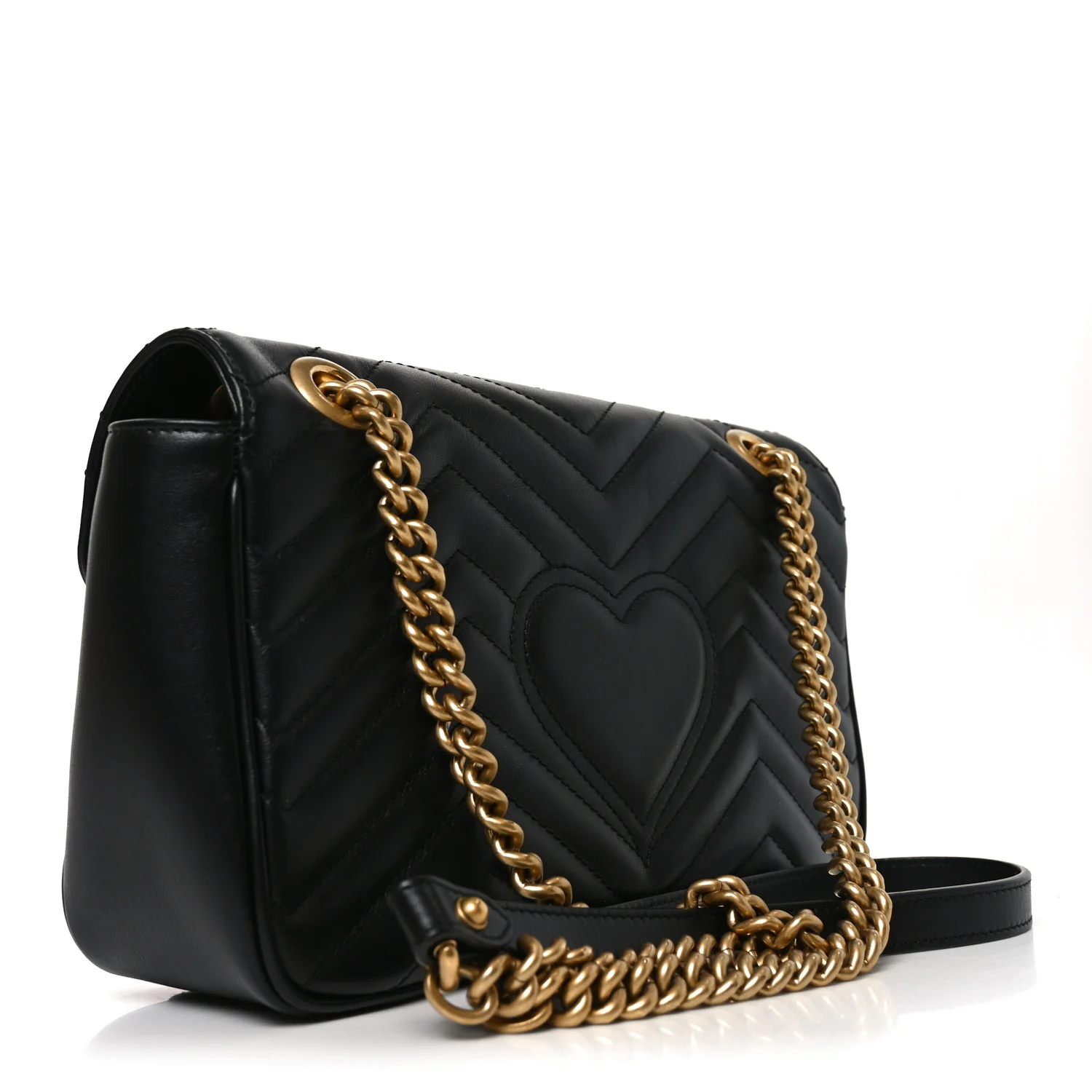 Calfskin Matelasse Small GG Marmont Shoulder Bag Black - Image 3