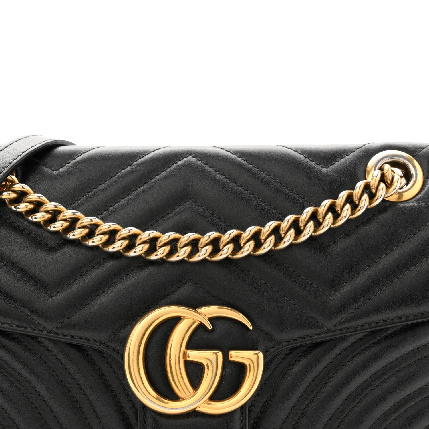 Calfskin Matelasse Small GG Marmont Shoulder Bag Black - Image 8