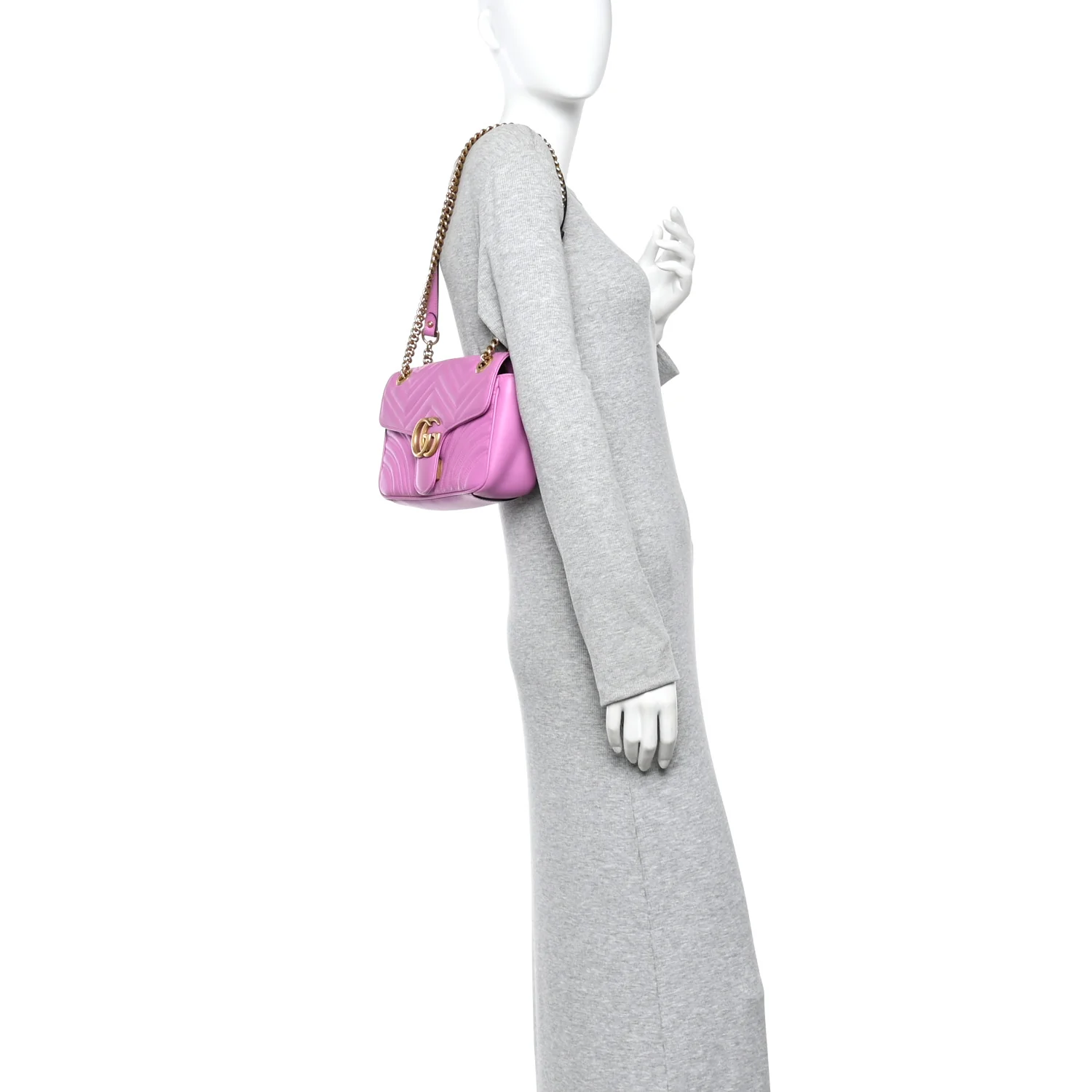 Calfskin Matelasse Small GG Marmont Shoulder Bag Candy Mousse - Image 2