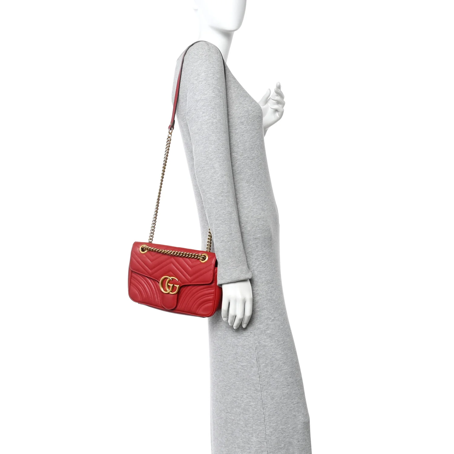 Calfskin Matelasse Small GG Marmont Shoulder Bag Hibiscus Red - Image 2