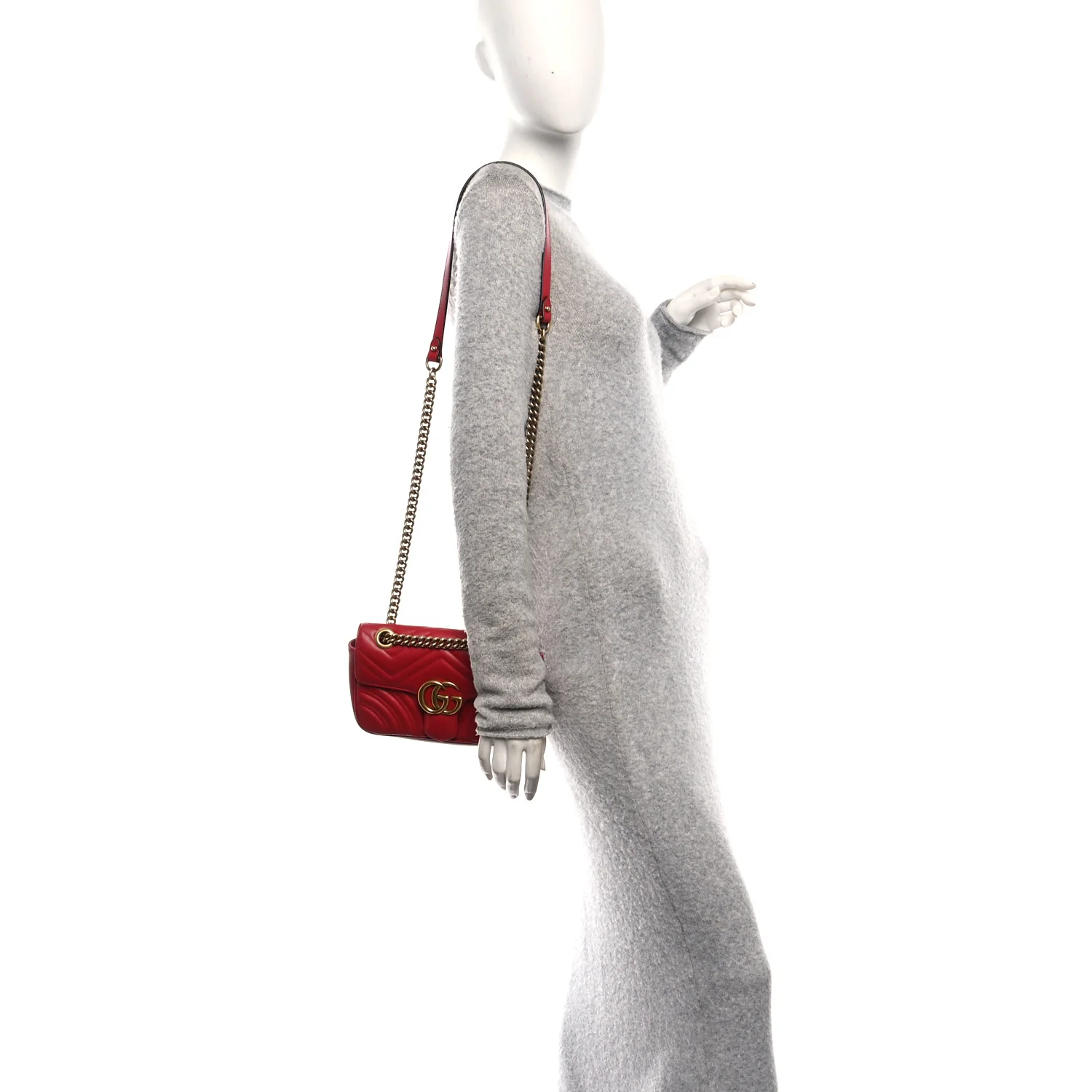 Calfskin Matelasse Small GG Marmont Shoulder Bag Hibiscus Red - Image 2