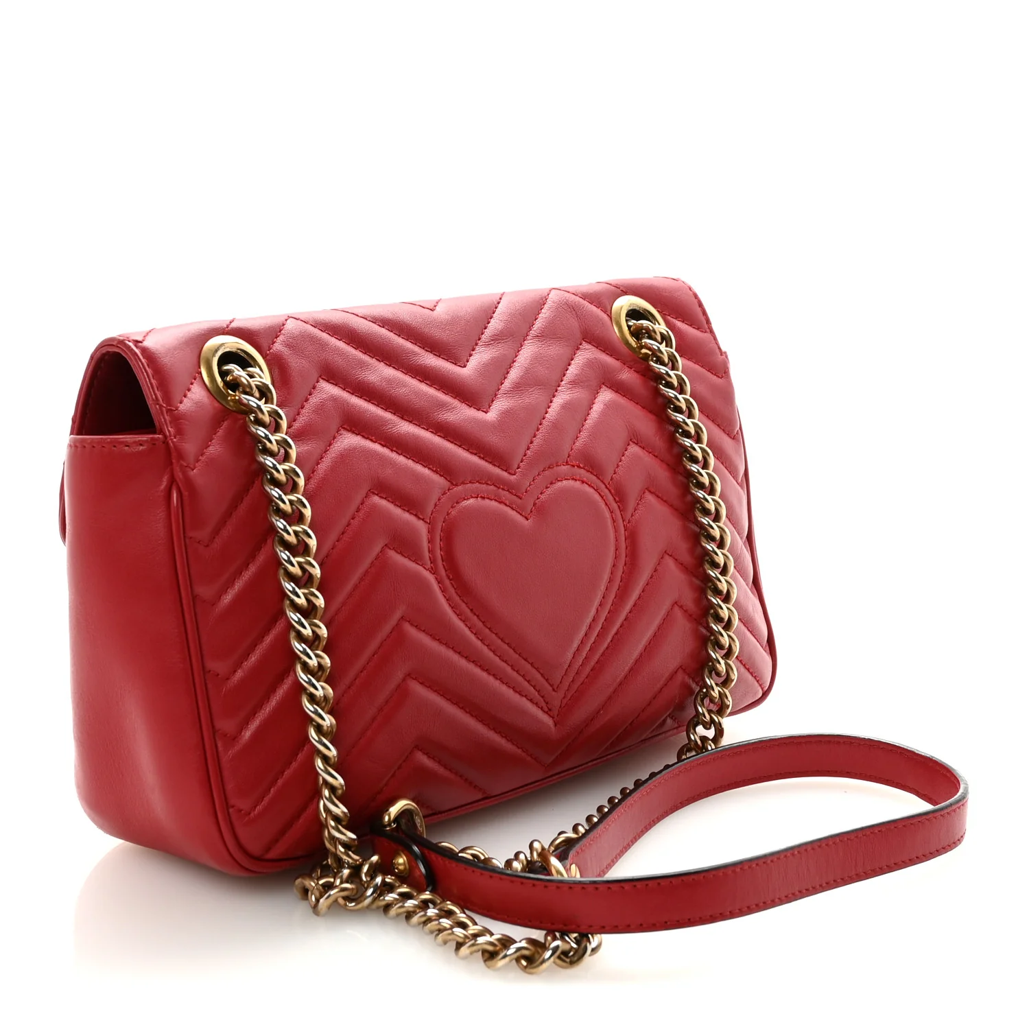 Calfskin Matelasse Small GG Marmont Shoulder Bag Hibiscus Red - Image 3