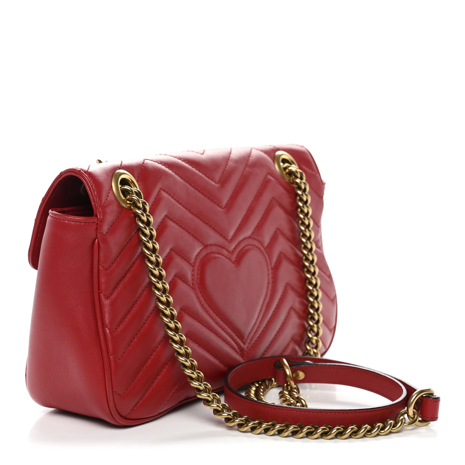 Calfskin Matelasse Small GG Marmont Shoulder Bag Hibiscus Red - Image 3