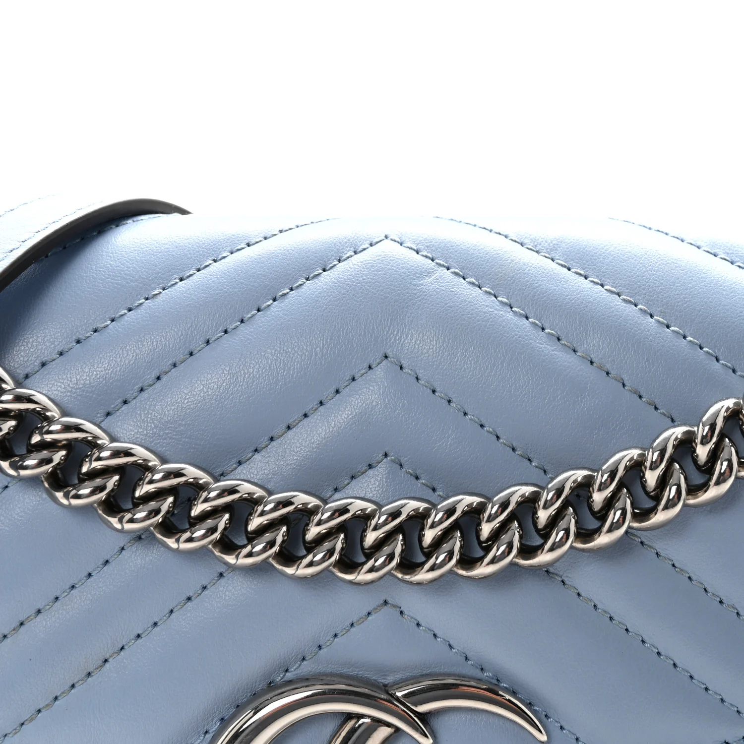 Calfskin Matelasse Small GG Marmont Shoulder Bag Porcelain Light Blue - Image 8