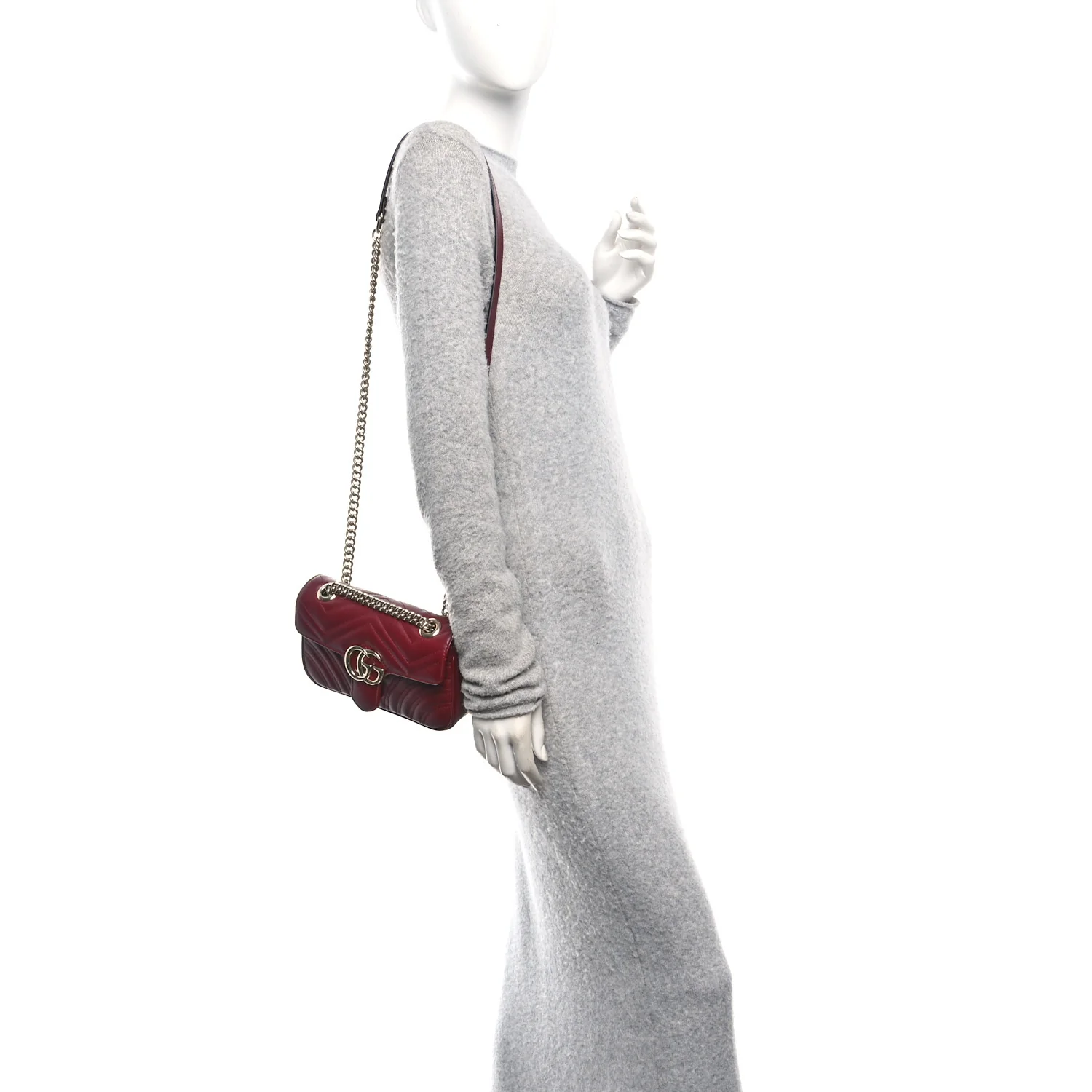 Calfskin Matelasse Small GG Marmont Shoulder Bag Rosso Ancora - Image 2