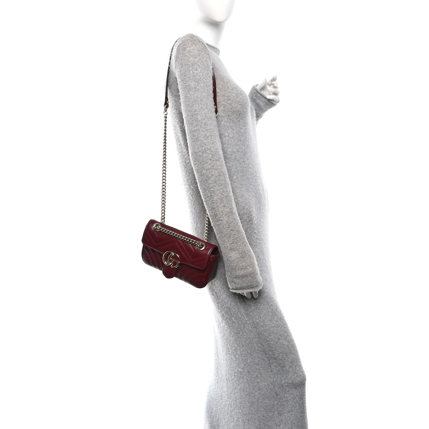 Calfskin Matelasse Small GG Marmont Shoulder Bag Rosso Ancora Red - Image 2