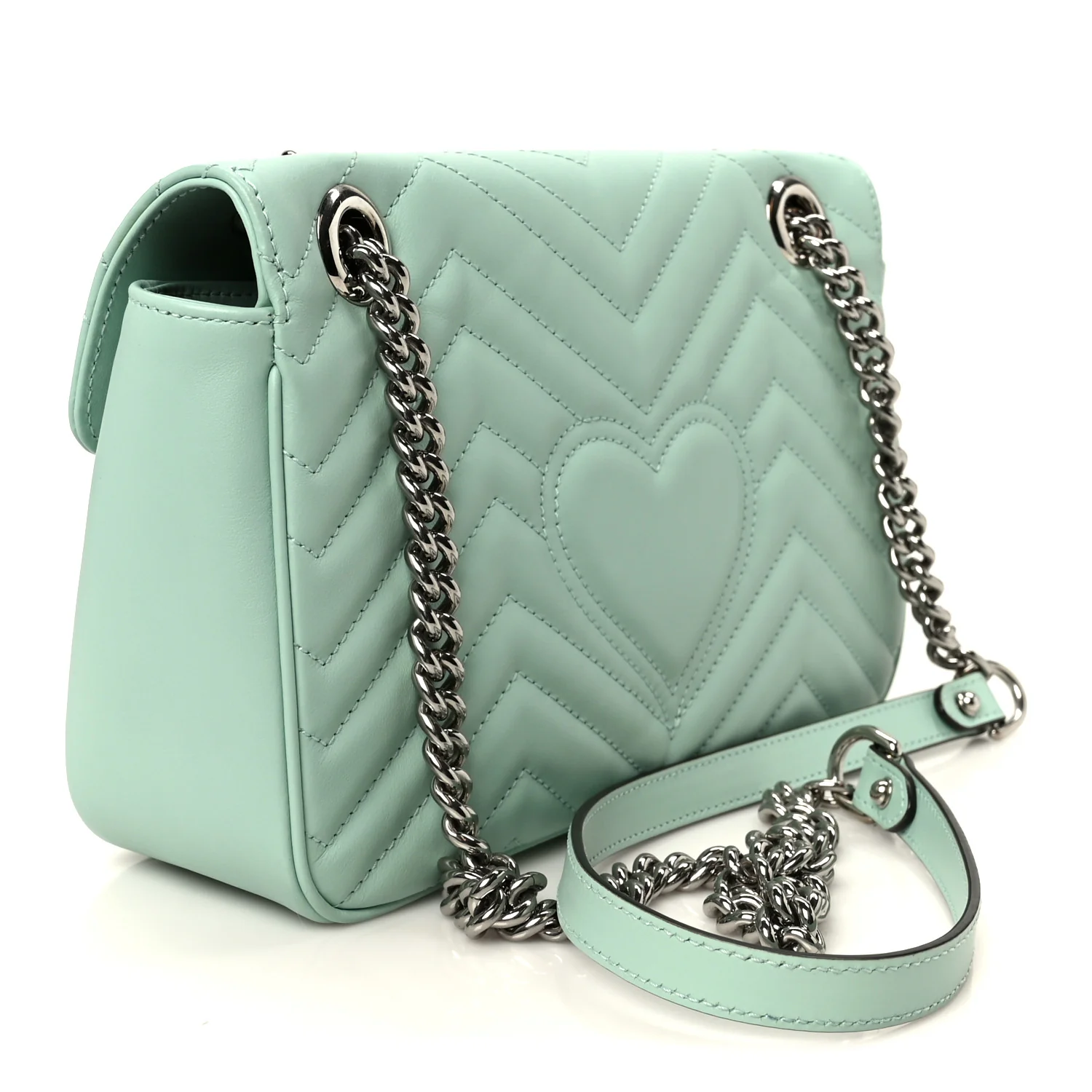 Calfskin Matelasse Small GG Marmont Shoulder Bag Water Green - Image 3