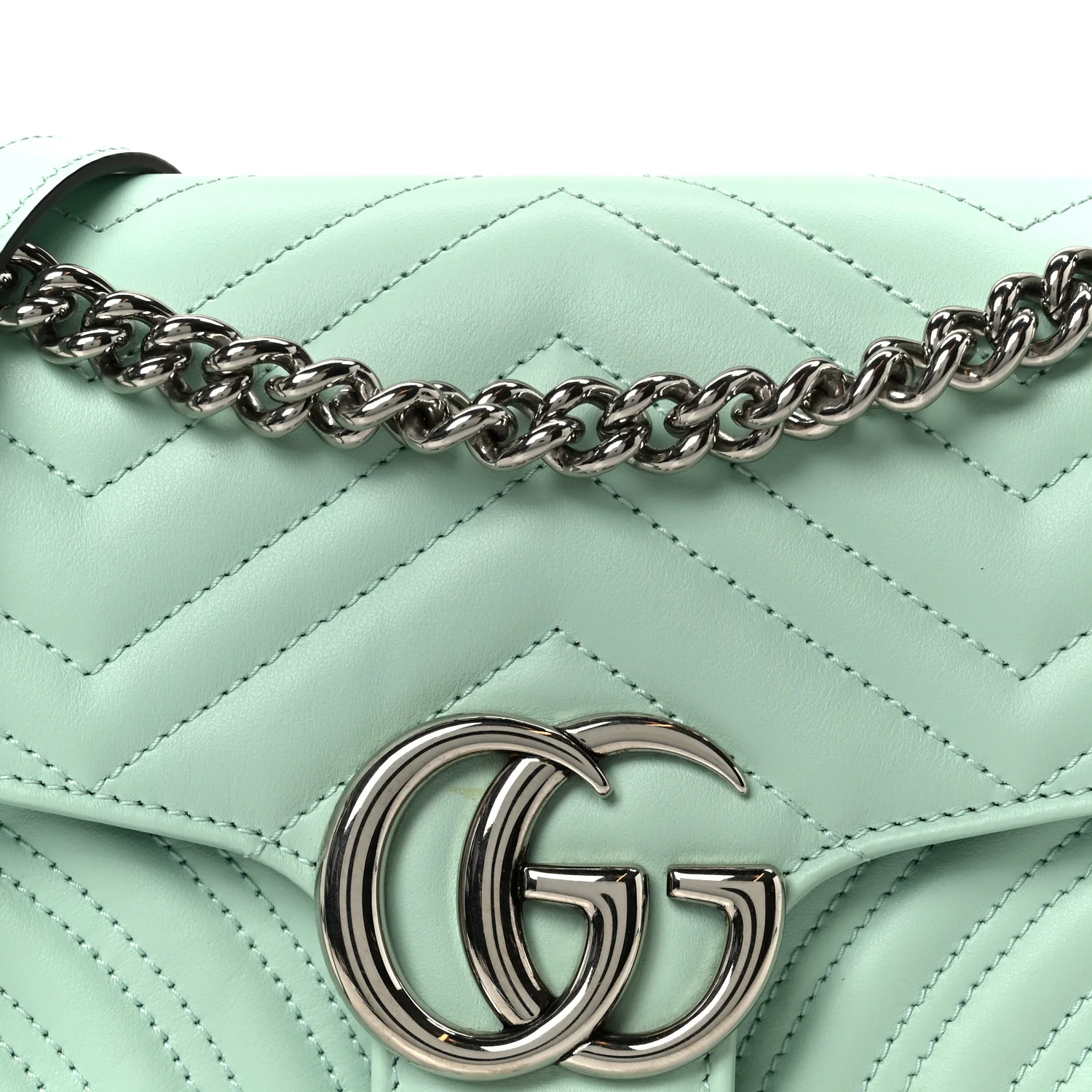Calfskin Matelasse Small GG Marmont Shoulder Bag Water Green - Image 9