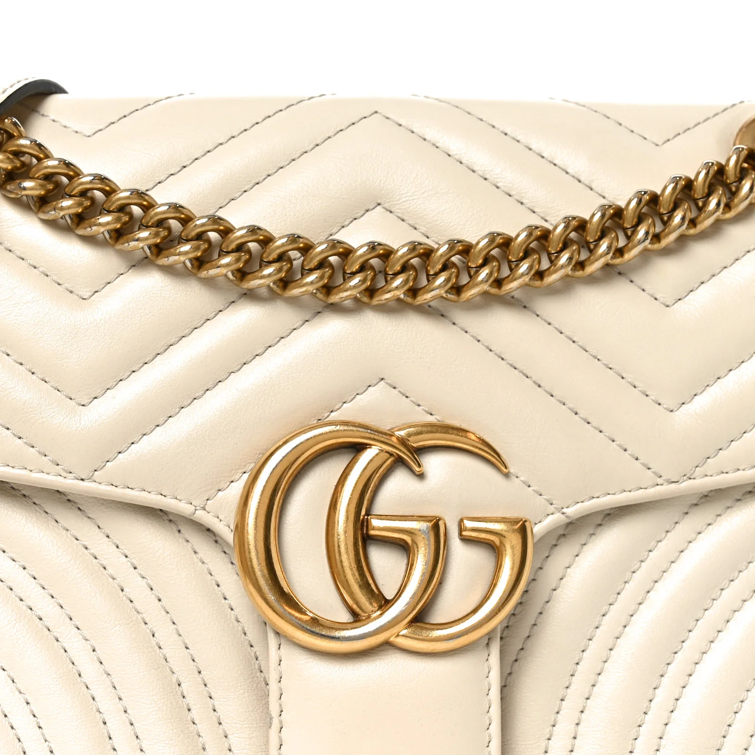 Calfskin Matelasse Small GG Marmont Shoulder Bag White - Image 7