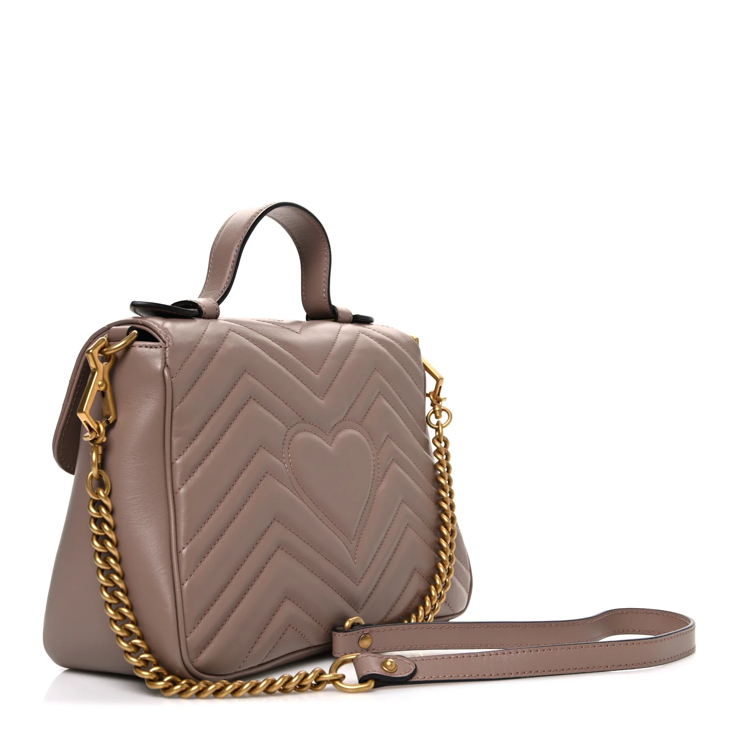 Calfskin Matelasse Small GG Marmont Top Handle Shoulder Bag Porcelain Rose - Image 2