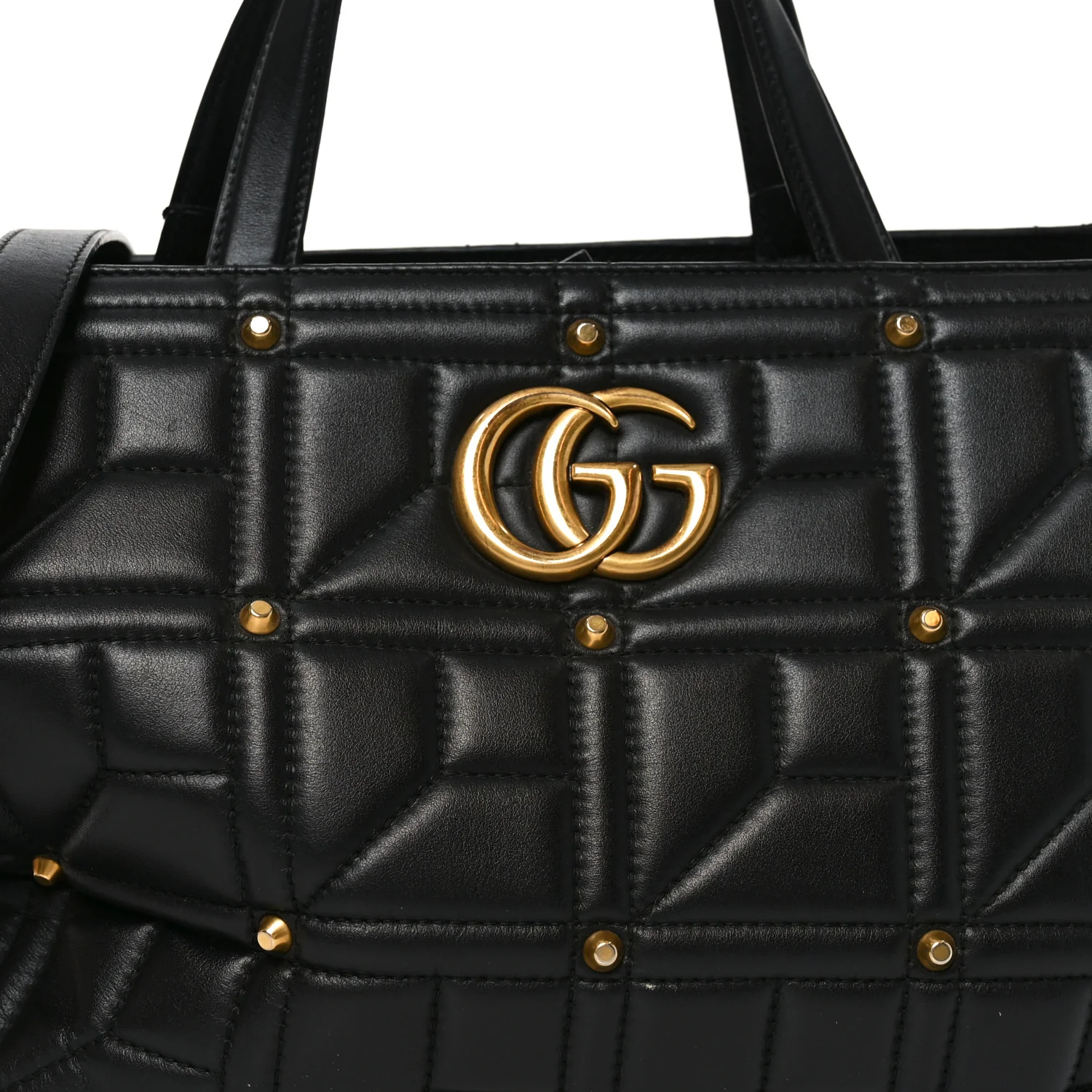 Calfskin Matelasse Studded Medium GG Marmont Tote Black - Image 8