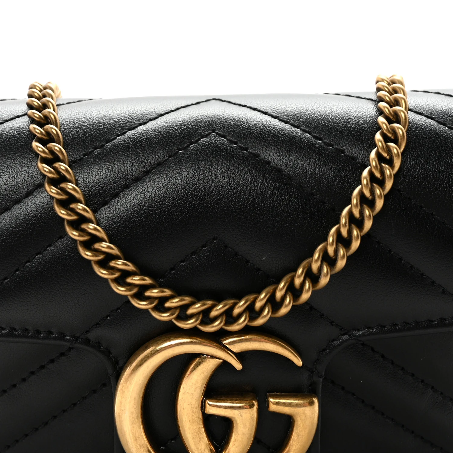 Calfskin Matelasse Super Mini GG Marmont Shoulder Bag Black - Image 8