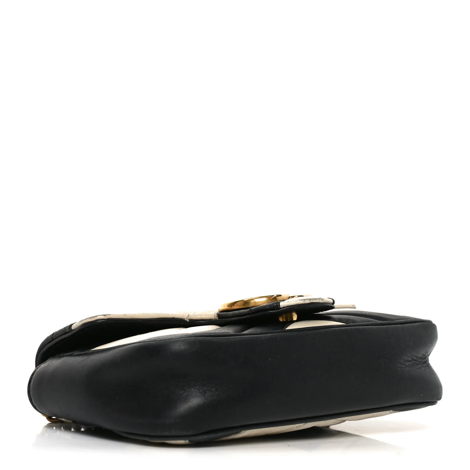 Calfskin Matelasse Super Mini GG Marmont Shoulder Bag Black White - Image 3