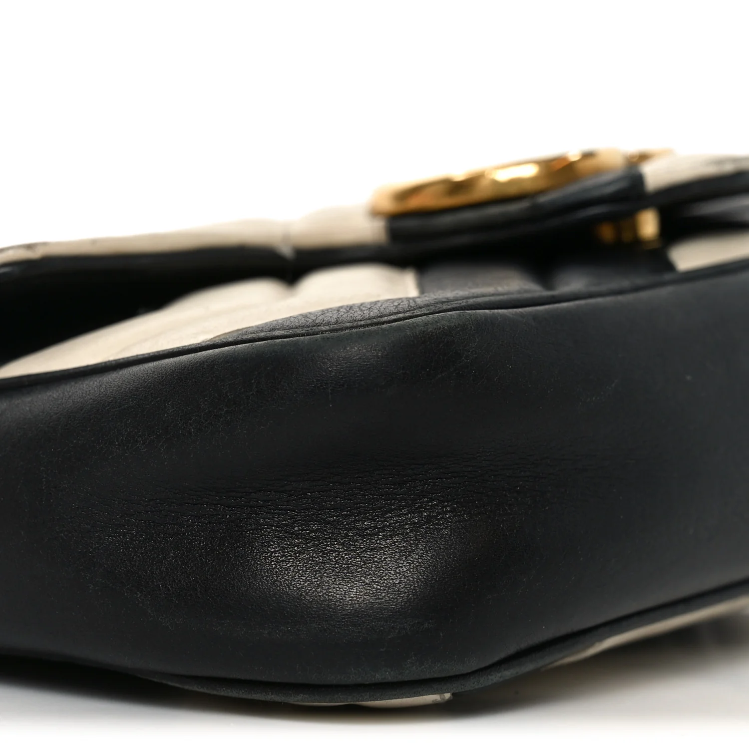 Calfskin Matelasse Super Mini GG Marmont Shoulder Bag Black White - Image 8