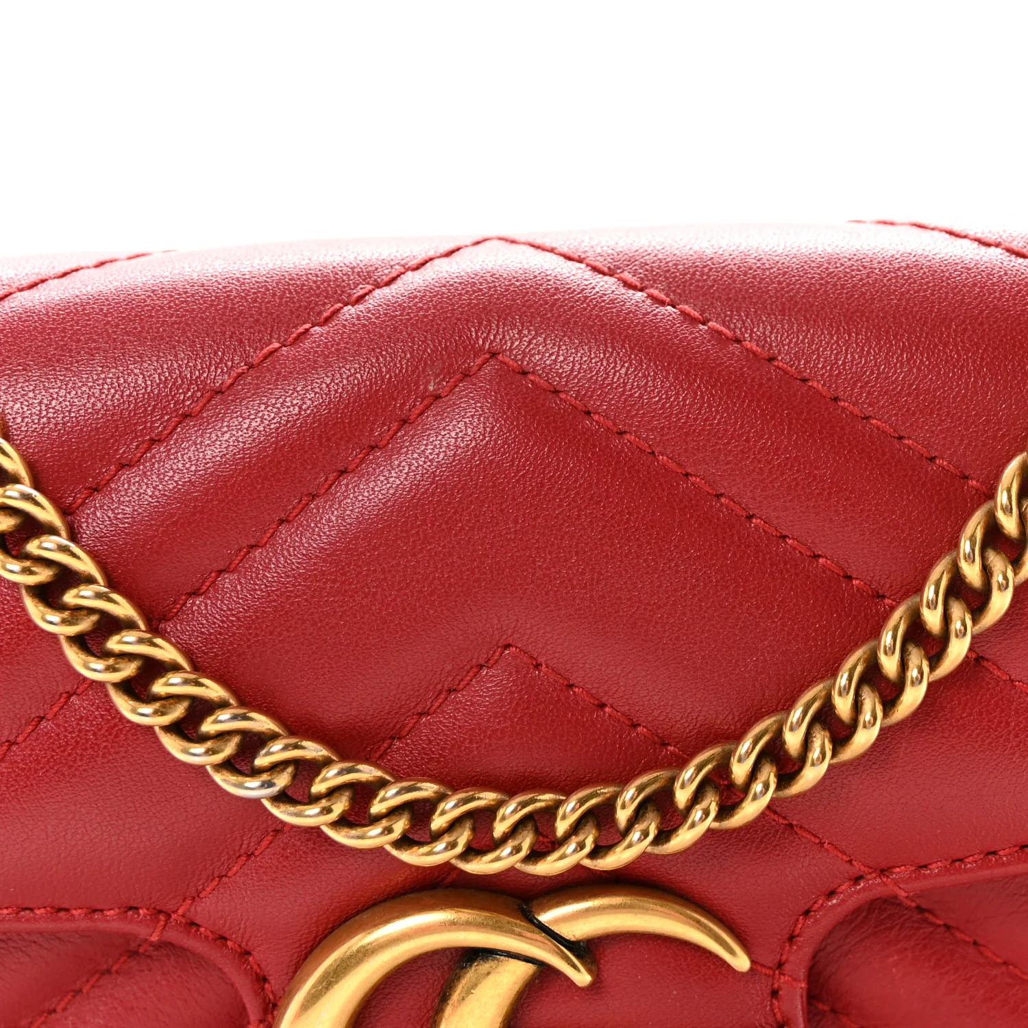 Calfskin Matelasse Super Mini GG Marmont Shoulder Bag Hibiscus Red - Image 8