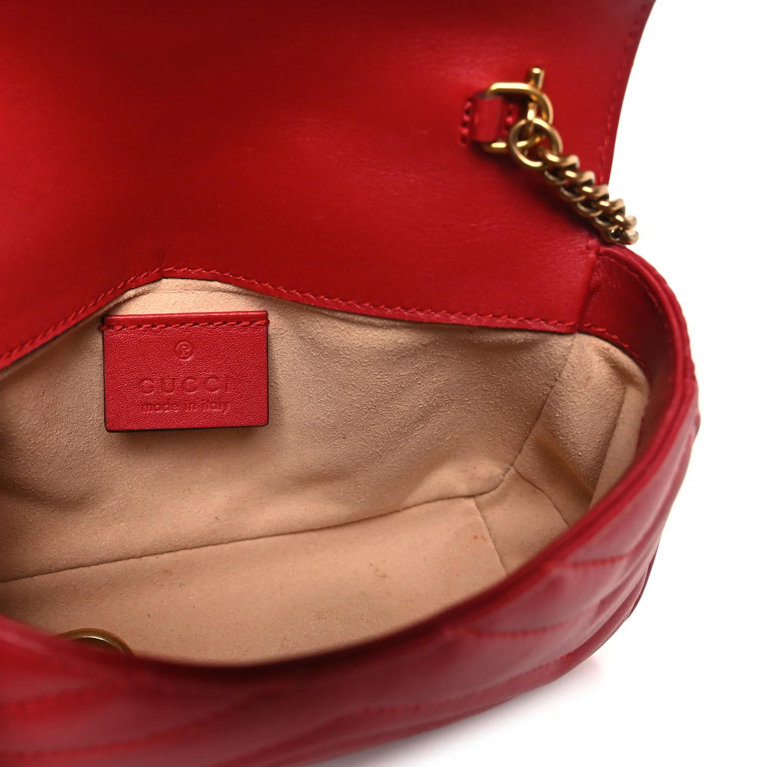 Calfskin Matelasse Super Mini GG Marmont Shoulder Bag Hibiscus Red - Image 6