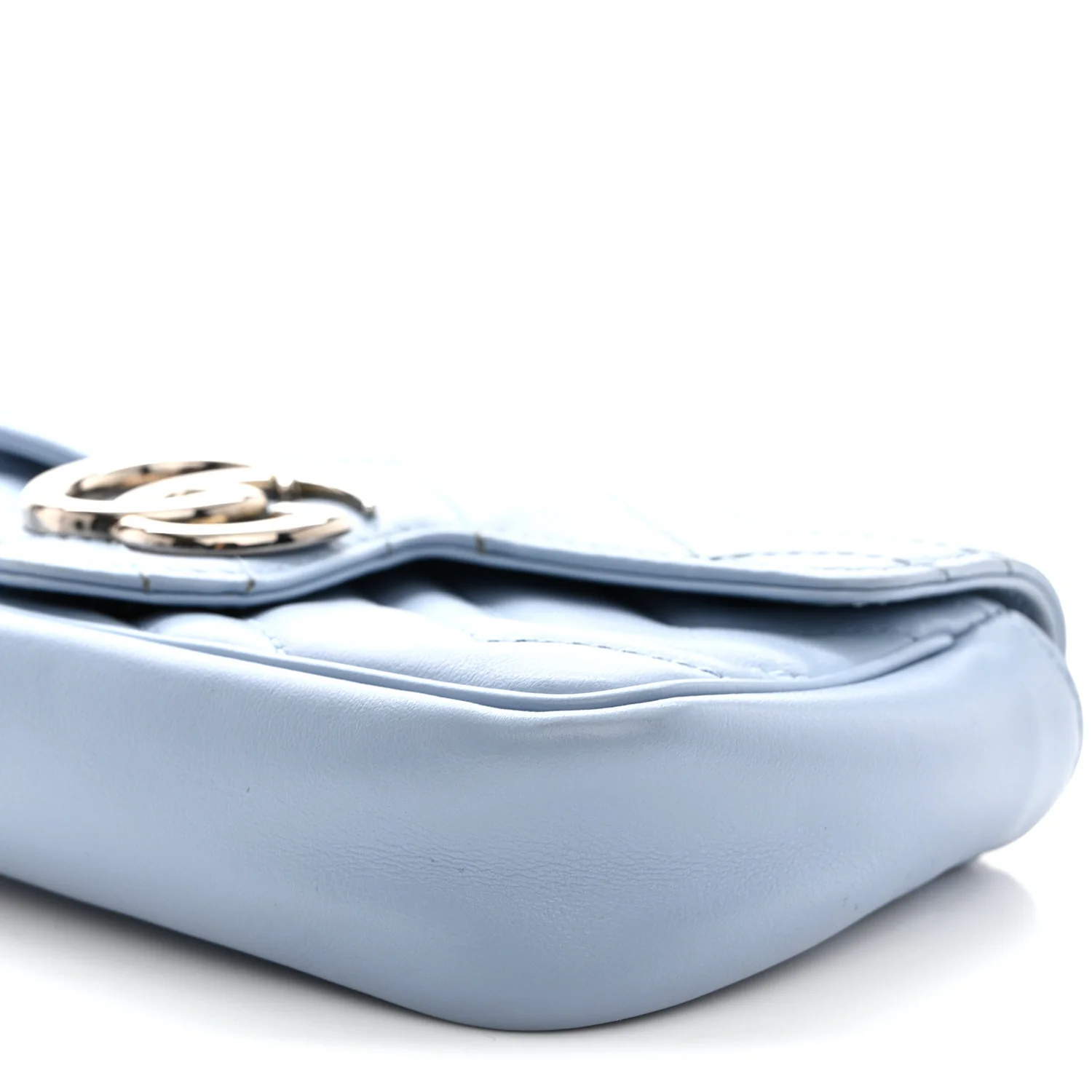 Calfskin Matelasse Super Mini GG Marmont Shoulder Bag Porcelain Light Blue - Image 10