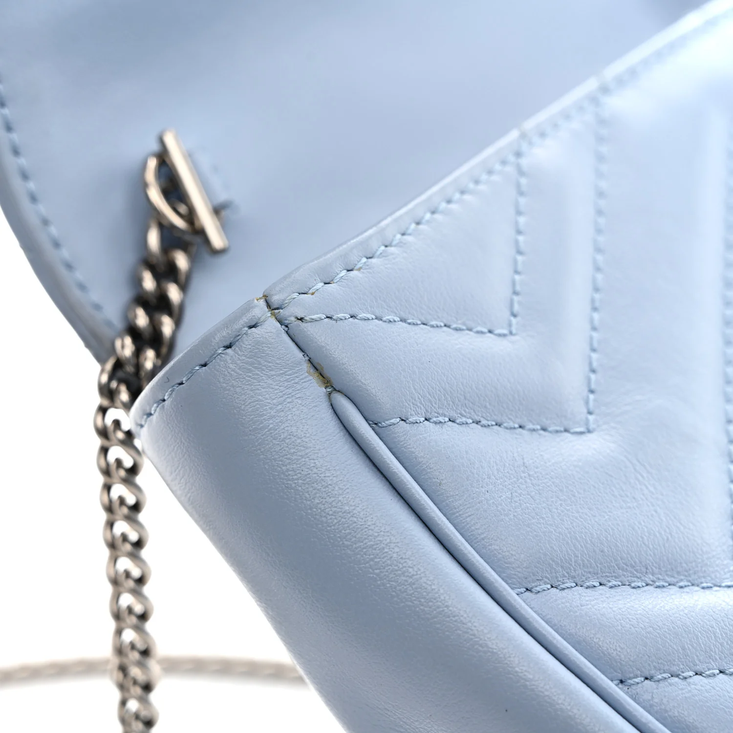 Calfskin Matelasse Super Mini GG Marmont Shoulder Bag Porcelain Light Blue - Image 11