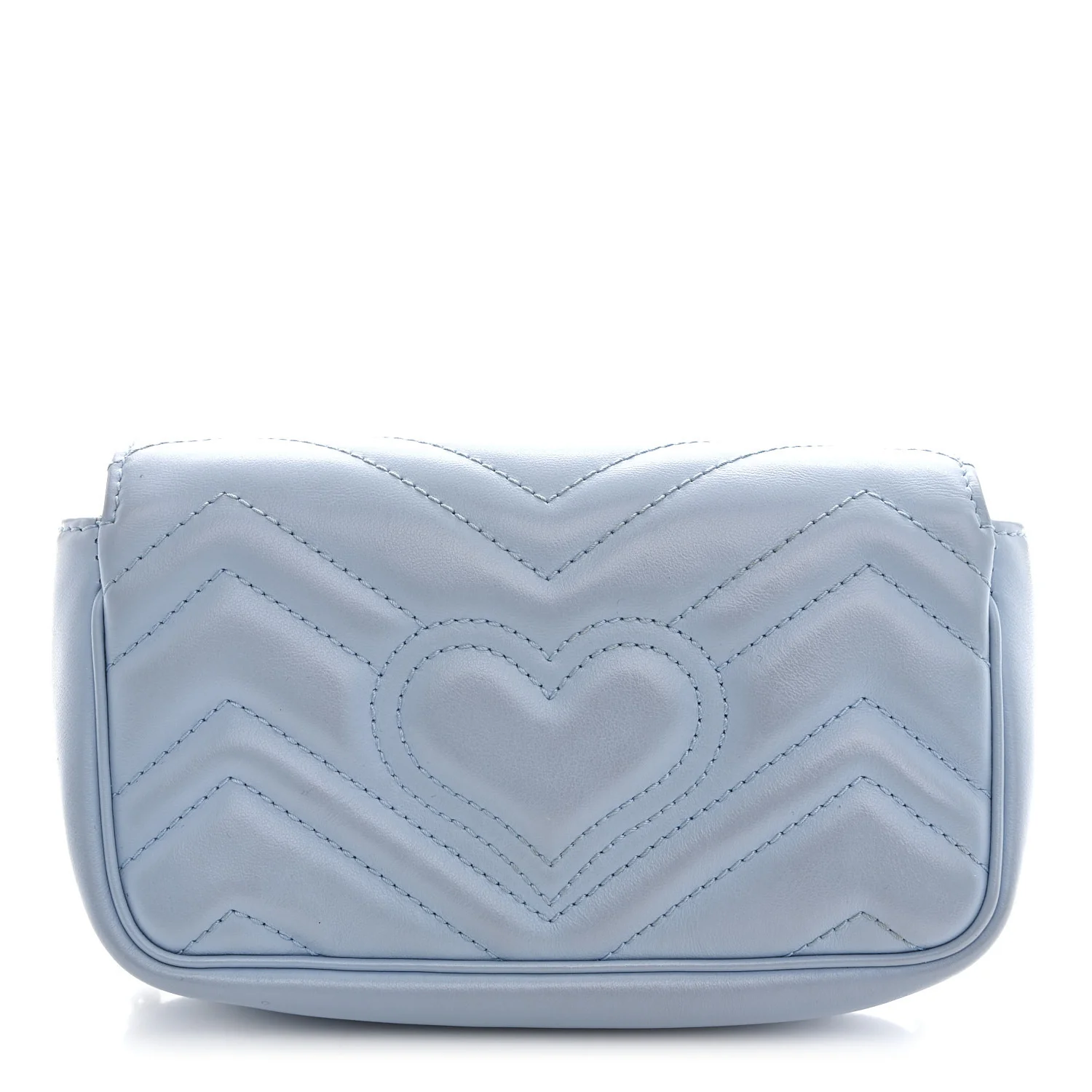 Calfskin Matelasse Super Mini GG Marmont Shoulder Bag Porcelain Light Blue - Image 12