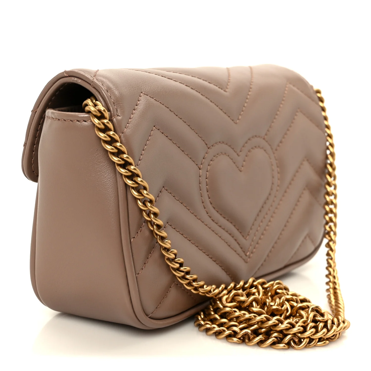 Calfskin Matelasse Super Mini GG Marmont Shoulder Bag Porcelain Rose - Image 3