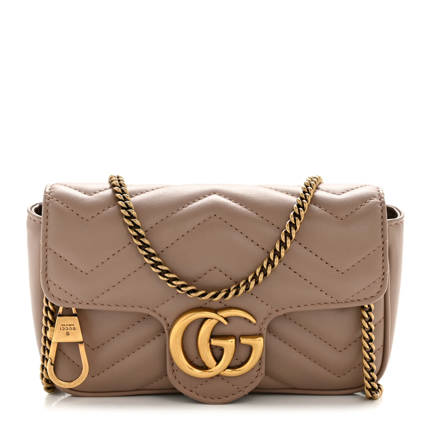 Calfskin Matelasse Super Mini GG Marmont Shoulder Bag Porcelain Rose