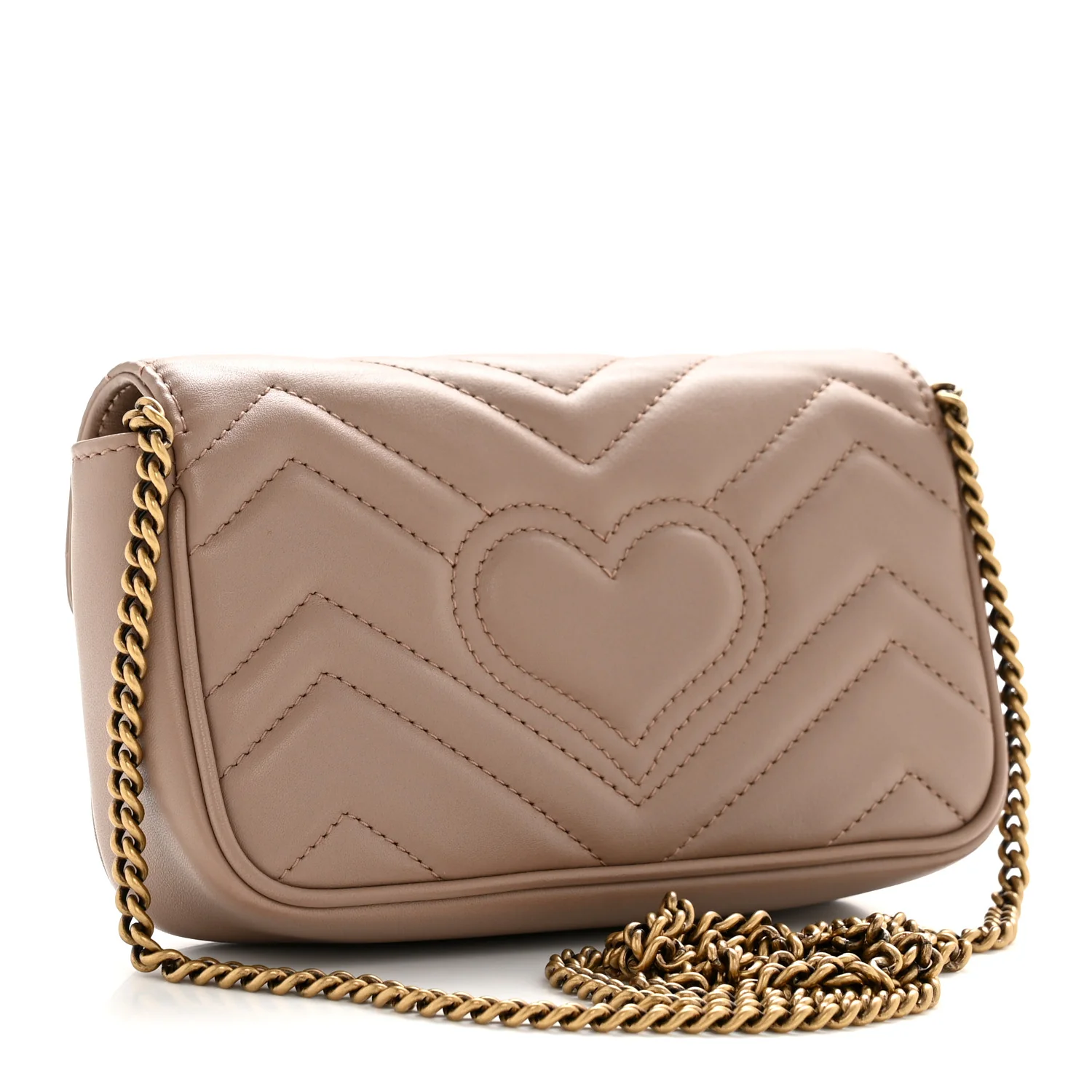 Calfskin Matelasse Super Mini GG Marmont Shoulder Bag Porcelain Rose - Image 3