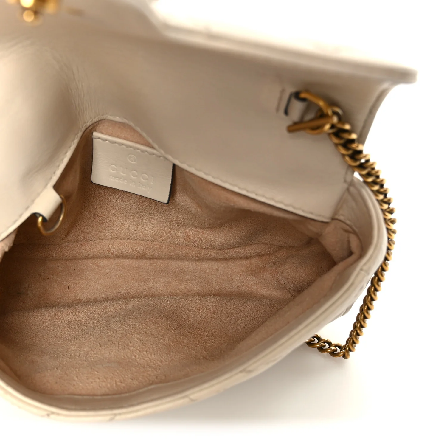 Calfskin Matelasse Super Mini GG Marmont Shoulder Bag White - Image 5